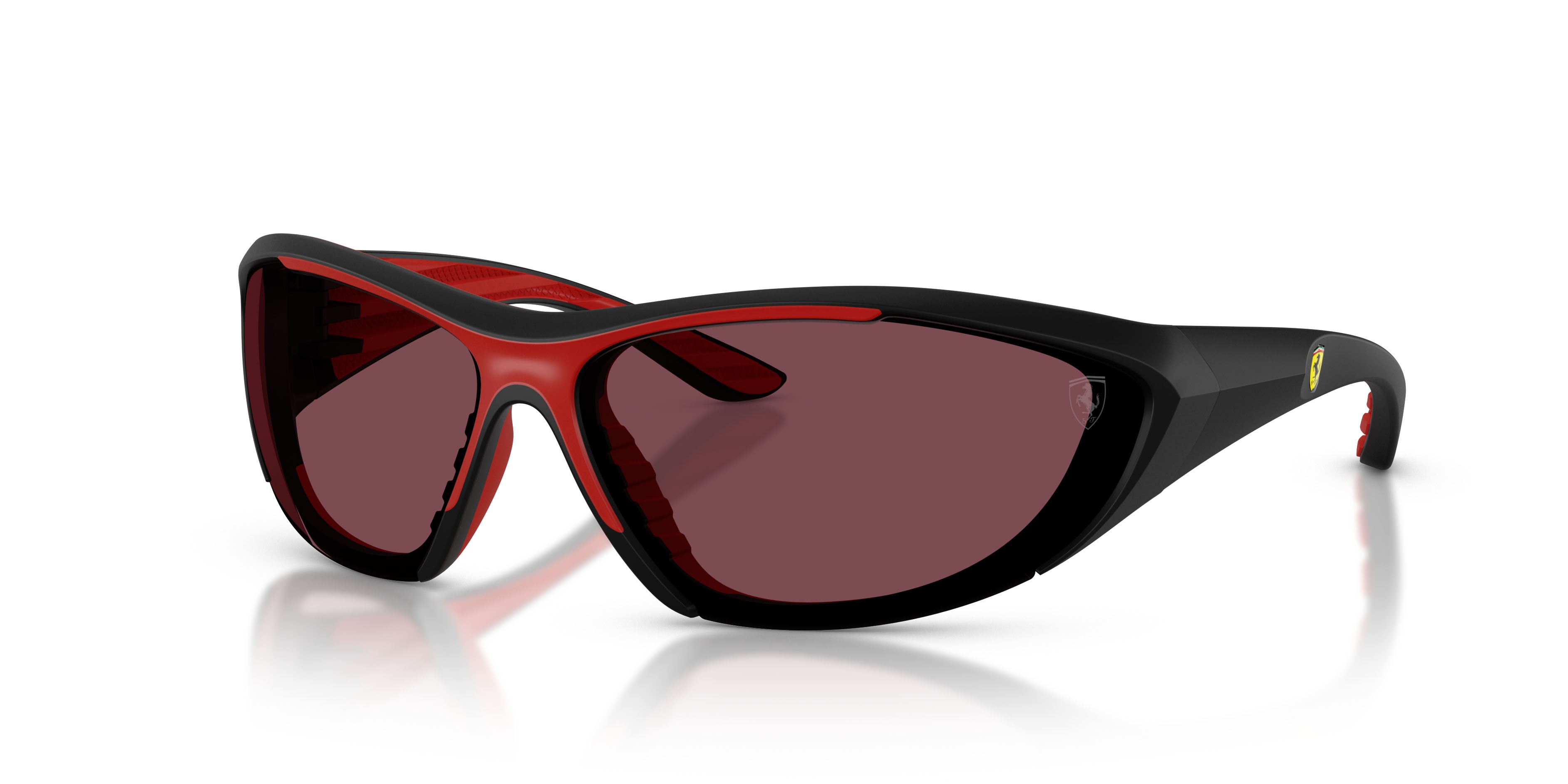 Occhiali da sole Ferrari Scuderia FZ 6029U (504/1E) colore nero opaco forma cat eye lenti red contrast pro