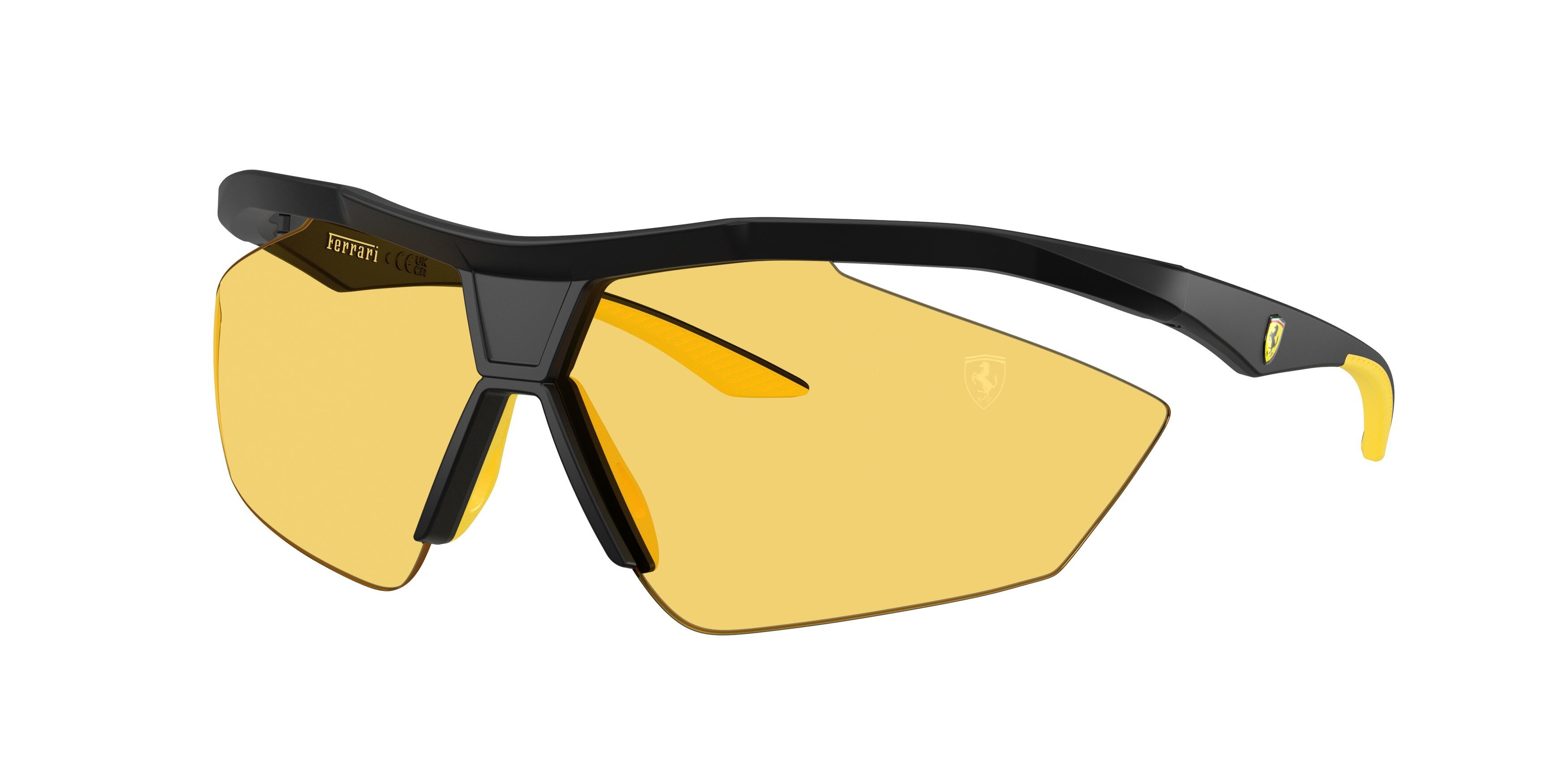 Occhiali da sole Ferrari Scuderia FZ 6030U (504/85) colore nero opaco forma irregolare lenti giallo tinta unita