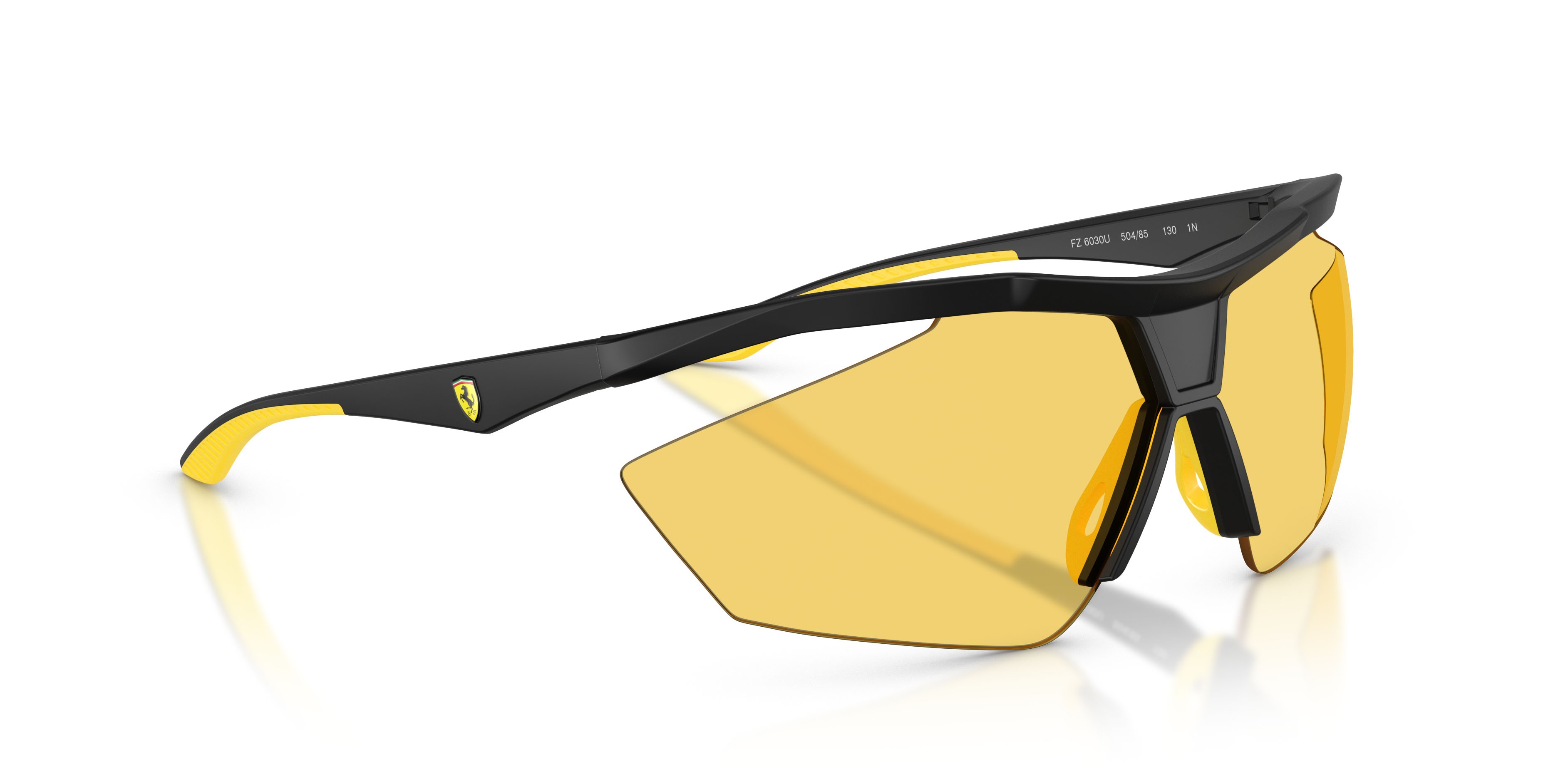 Occhiali da sole Ferrari Scuderia FZ 6030U (504/85) colore nero opaco forma irregolare lenti giallo tinta unita