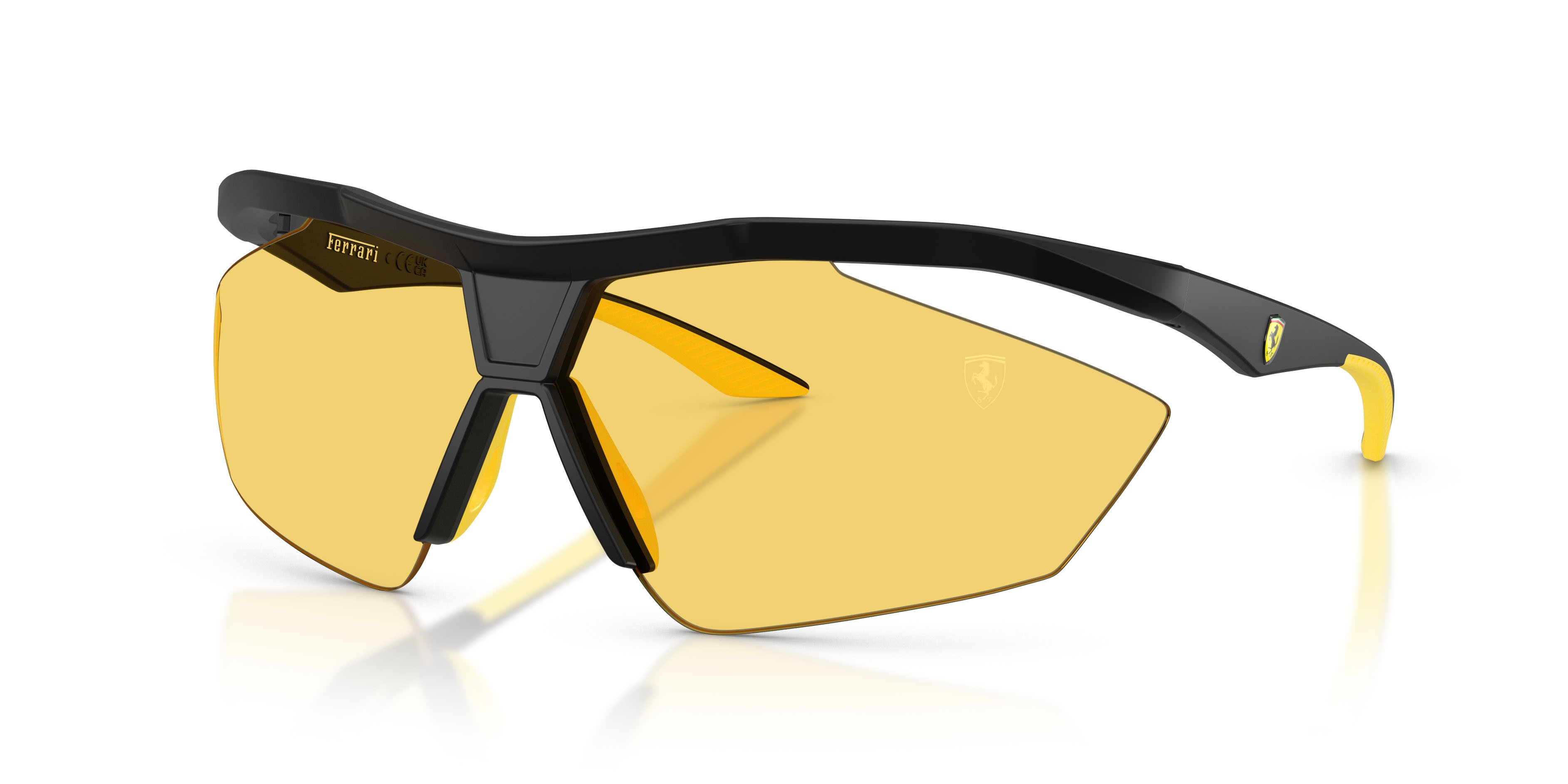 Occhiali da sole Ferrari Scuderia FZ 6030U (504/85) colore nero opaco forma irregolare lenti giallo tinta unita