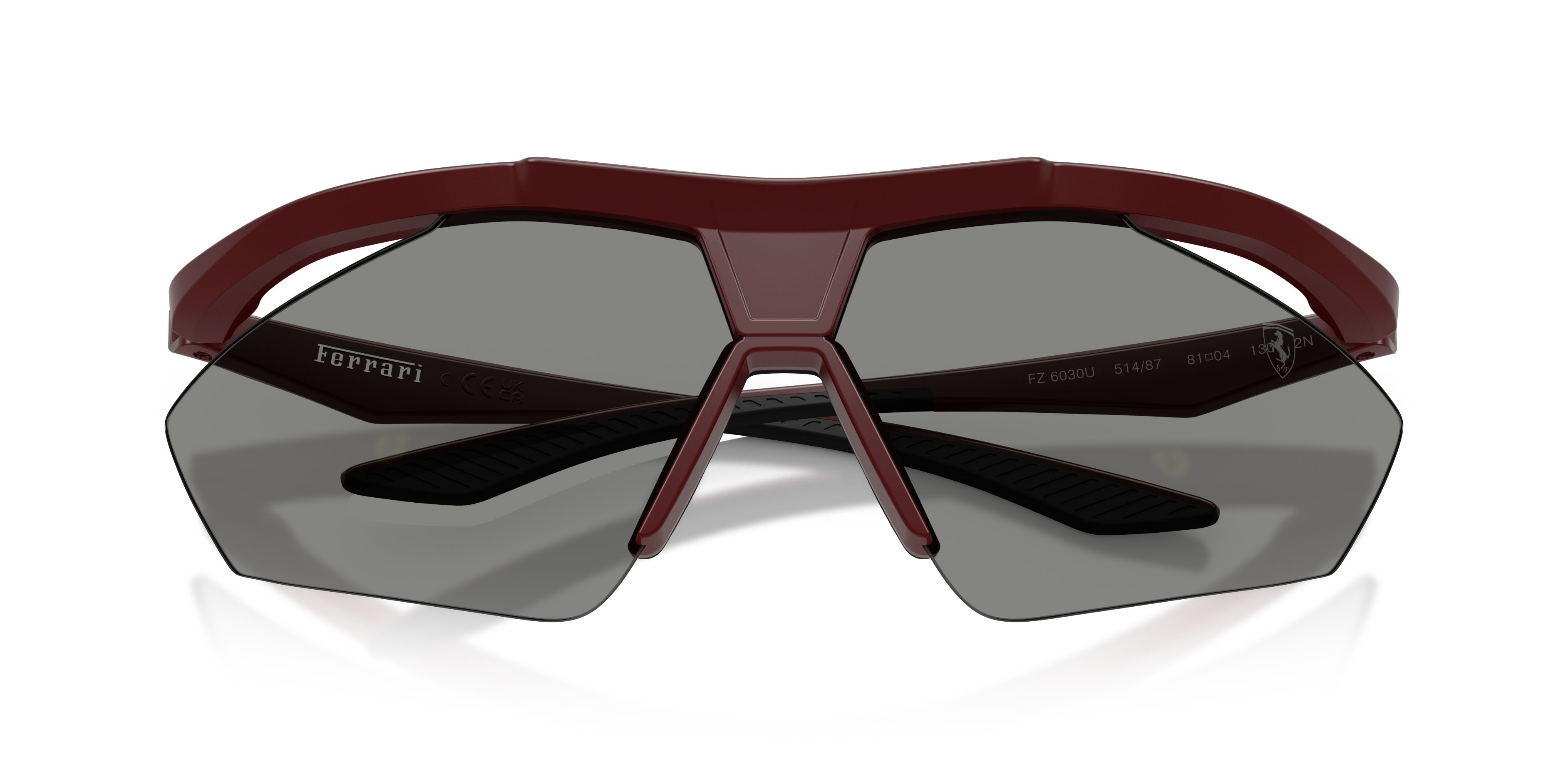 Occhiali da sole Ferrari Scuderia FZ 6030U (514/87) colore rosso opaco forma irregolare lenti grigio