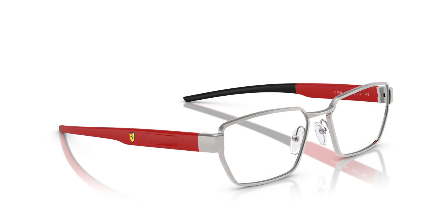Occhiali da vista Ferrari Scuderia FZ 7008 (107) colore argento spazzolato forma irregolare lenti lente demo