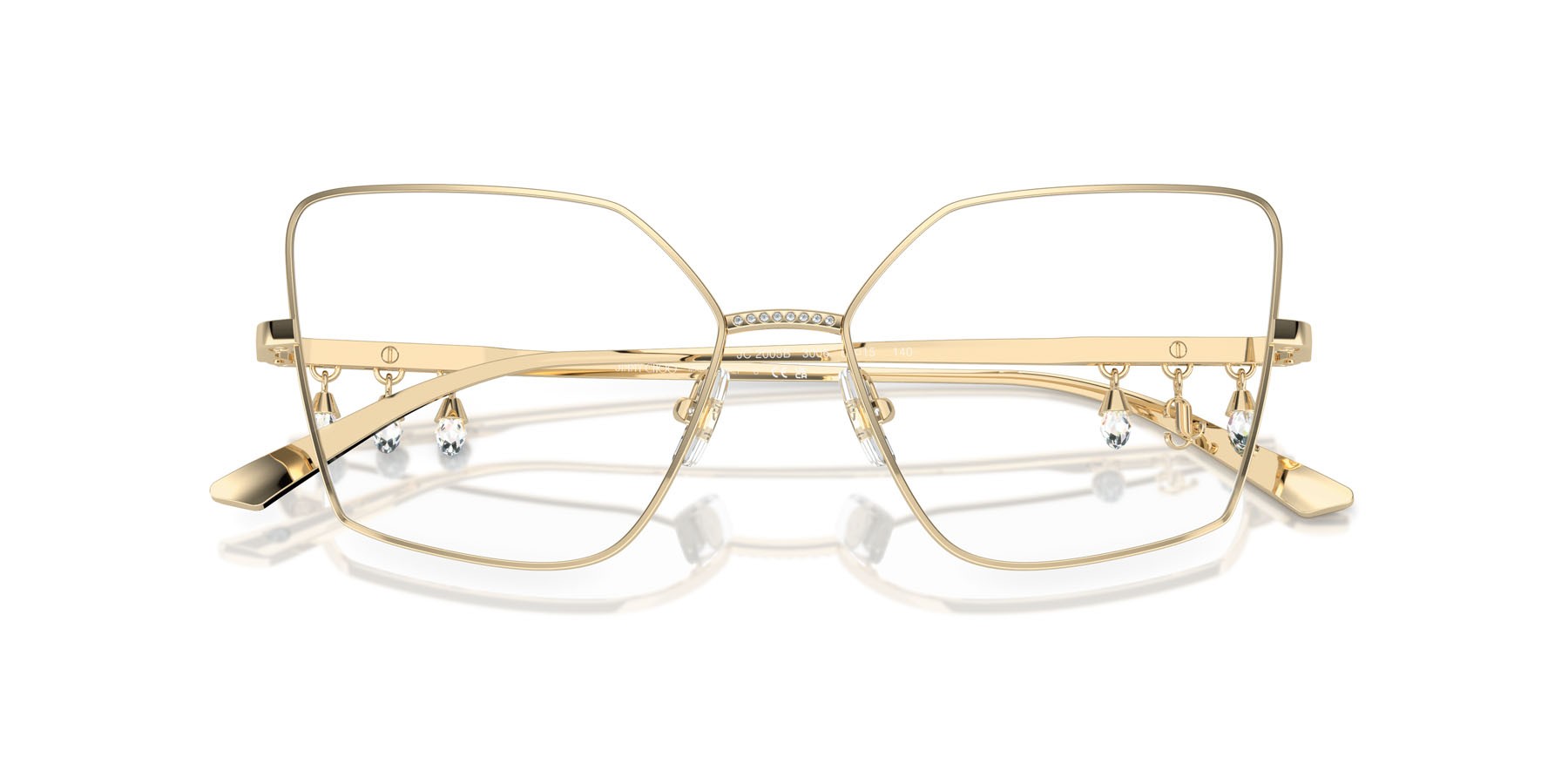 Eyeglasses Jimmy Choo JC 2005B (3006) color oro pallido shape cat eye lenses lente demo