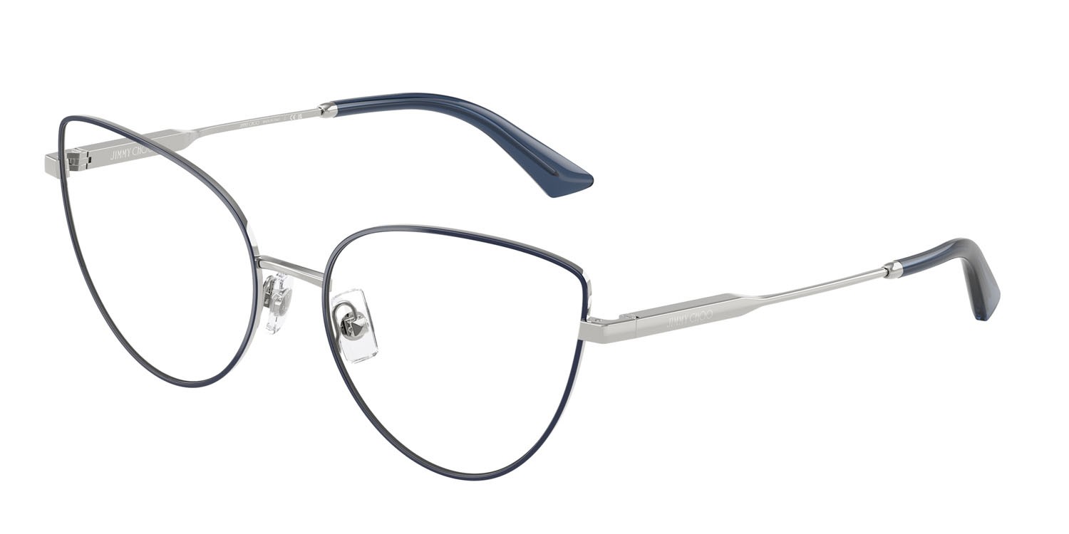 Eyeglasses Jimmy Choo JC 2008 (3021) color argento/blu shape cat eye lenses lente demo