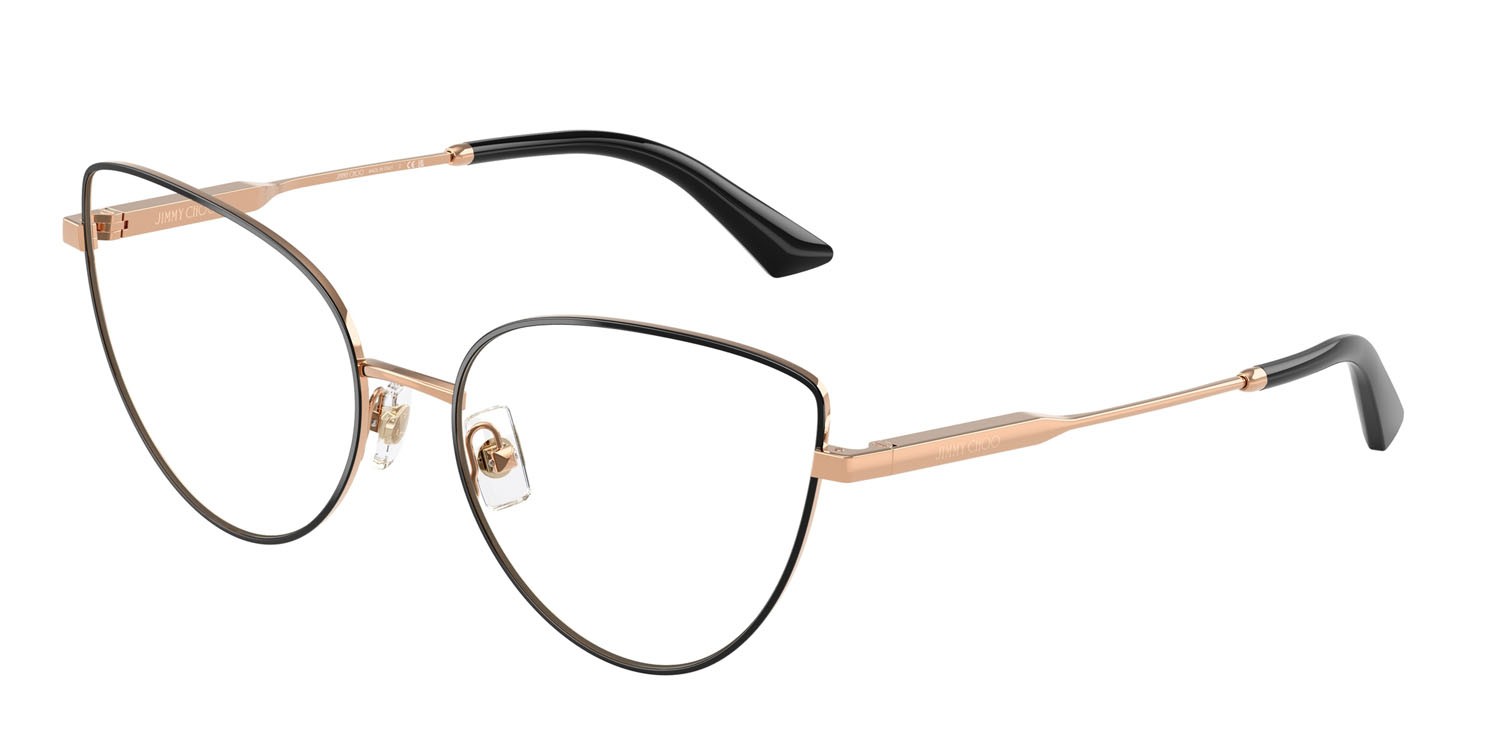 Eyeglasses Jimmy Choo JC 2008 (3022) color oro rose/nero shape cat eye lenses lente demo
