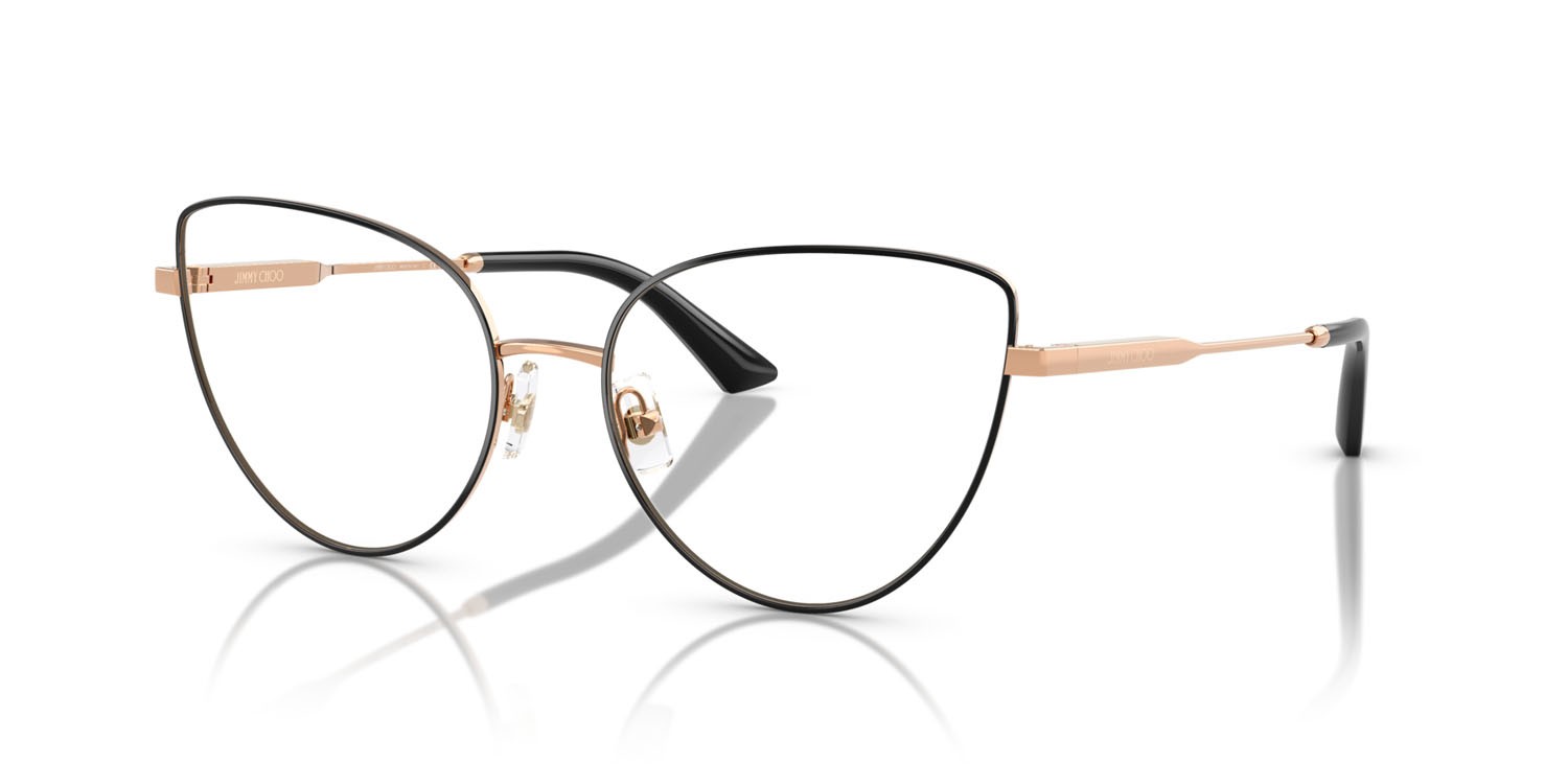 Eyeglasses Jimmy Choo JC 2008 (3022) color oro rose/nero shape cat eye lenses lente demo