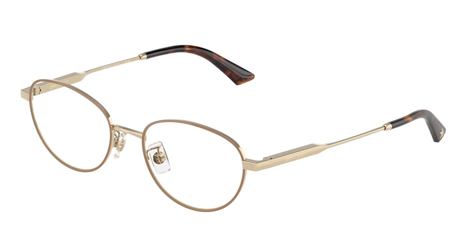 Eyeglasses Jimmy Choo JC 2009D (3019) color oro pallido/biscotto shape oval lenses lente demo