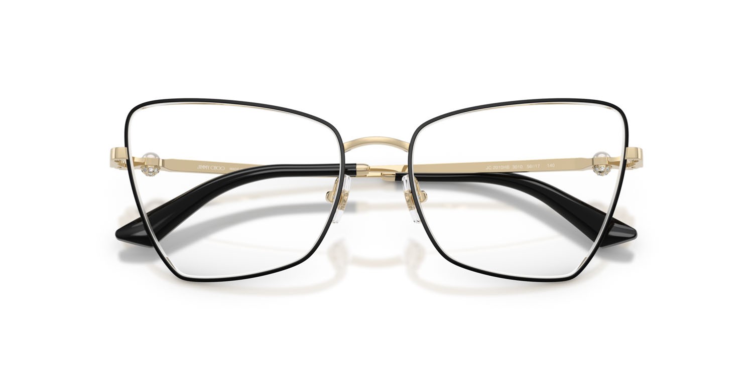 Eyeglasses Jimmy Choo JC 2010HB (3010) color oro pallido/nero shape irregular lenses lente demo