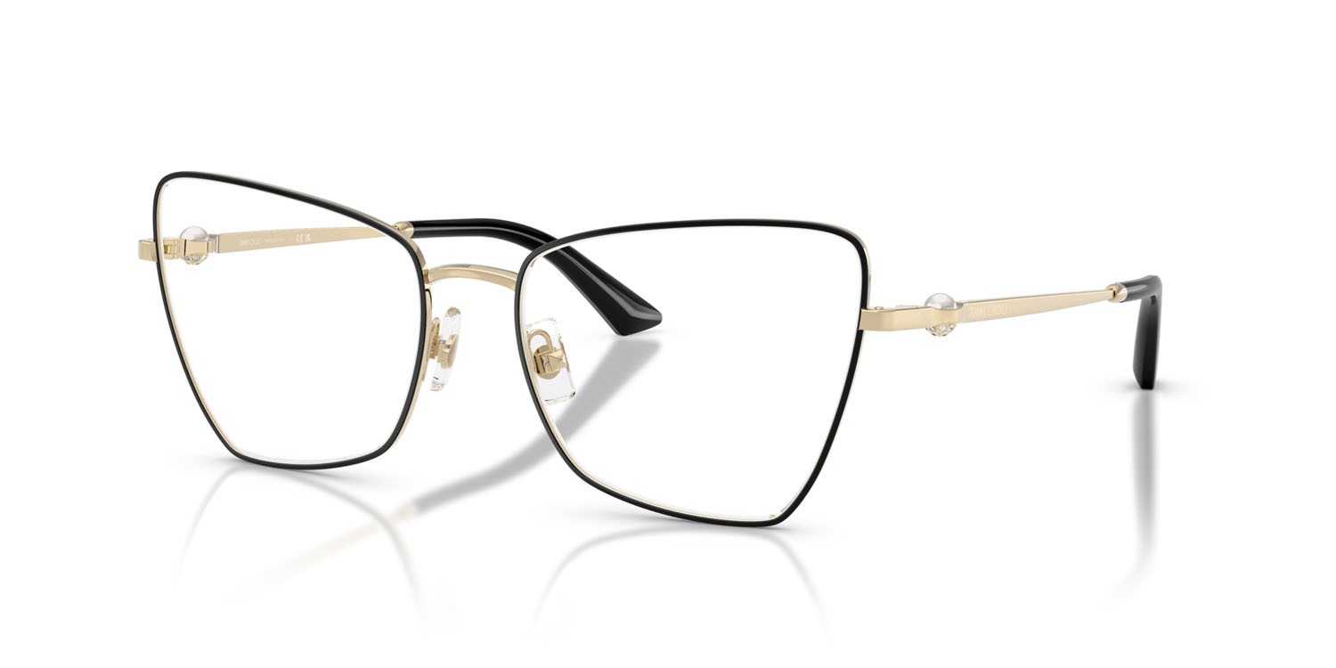 Eyeglasses Jimmy Choo JC 2010HB (3010) color oro pallido/nero shape irregular lenses lente demo