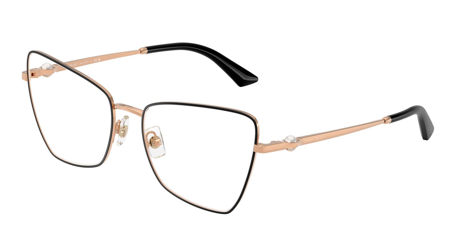 Eyeglasses Jimmy Choo JC 2010HB (3022) color oro rose/nero shape irregular lenses lente demo