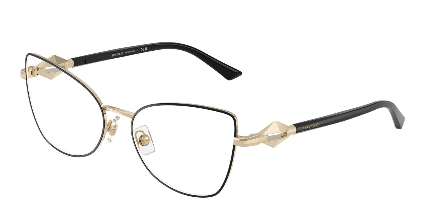 Eyeglasses Jimmy Choo JC 2012 (3010) color oro pallido/nero shape cat eye lenses lente demo