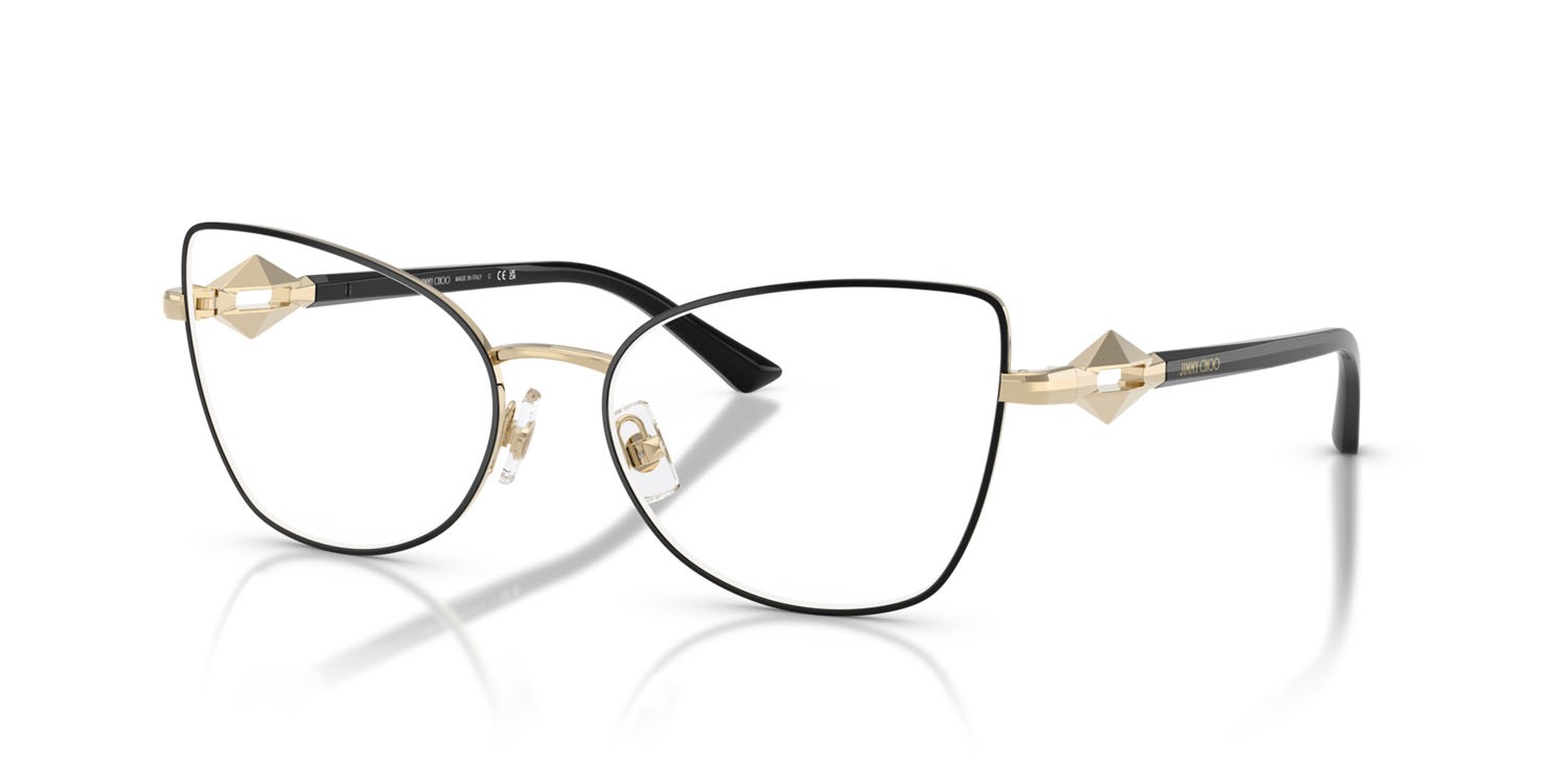 Eyeglasses Jimmy Choo JC 2012 (3010) color oro pallido/nero shape cat eye lenses lente demo