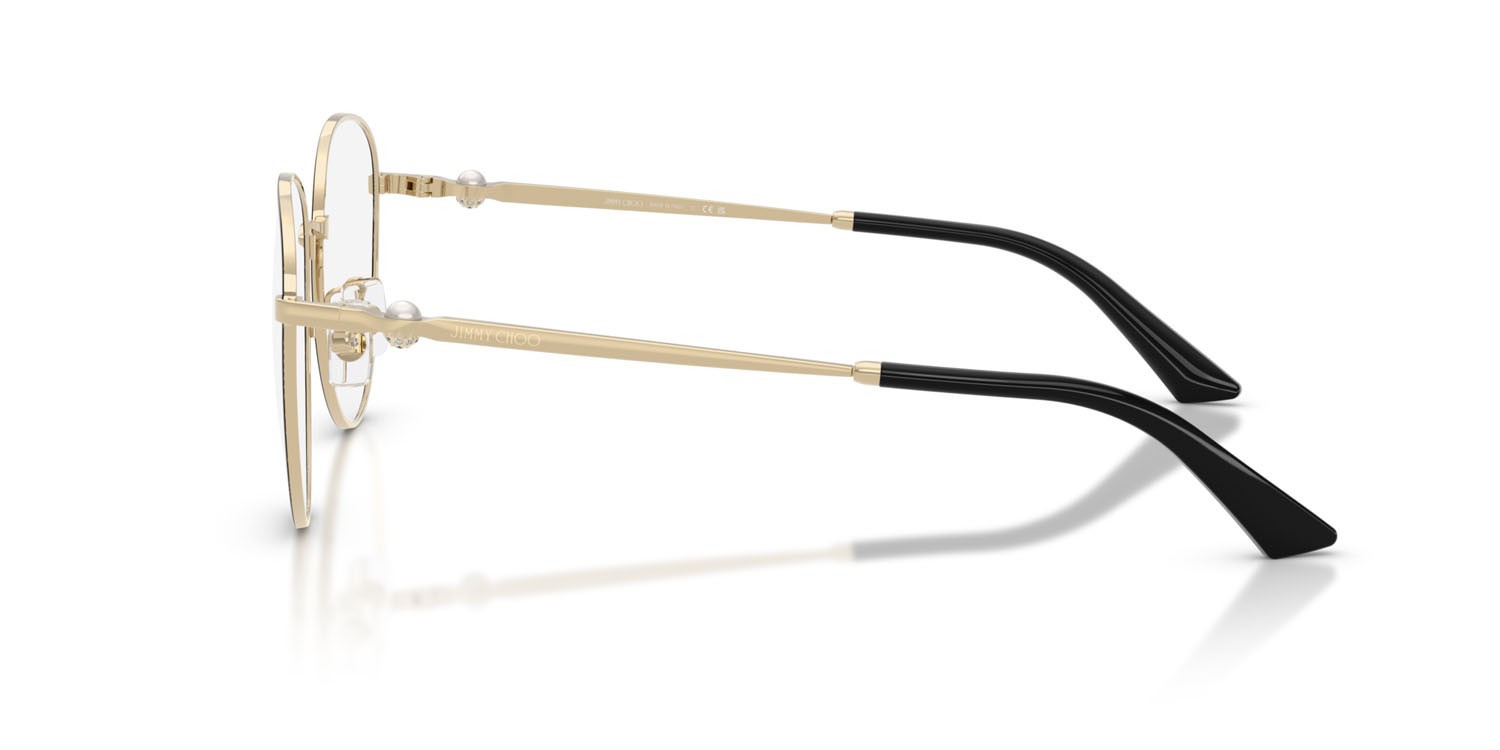 Eyeglasses Jimmy Choo JC 2013HD (3010) color oro pallido/nero shape round lenses lente demo