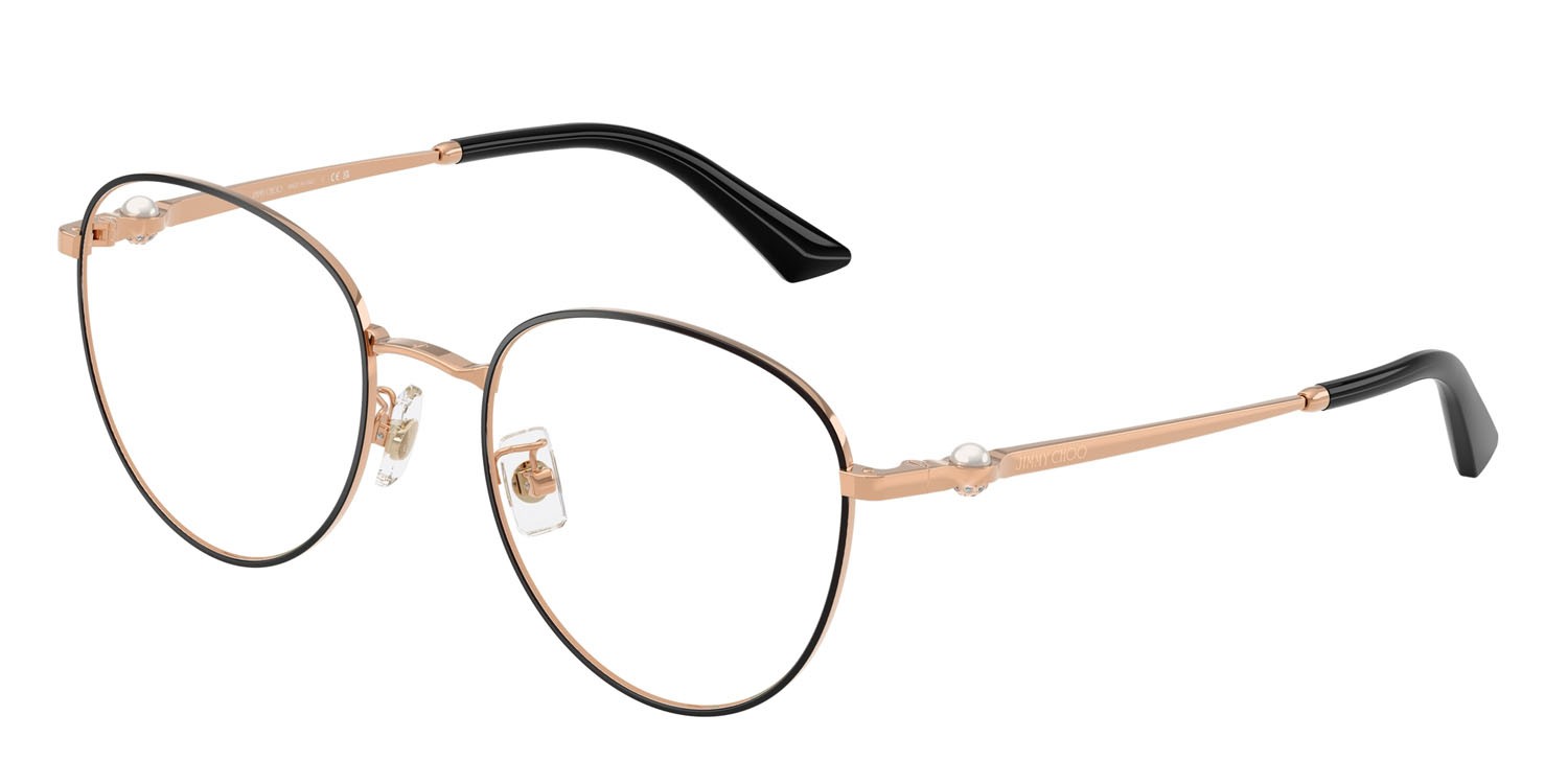 Eyeglasses Jimmy Choo JC 2013HD (3022) color oro rose/nero shape round lenses lente demo