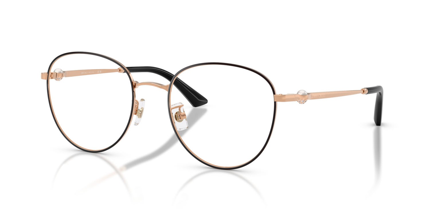 Eyeglasses Jimmy Choo JC 2013HD (3022) color oro rose/nero shape round lenses lente demo