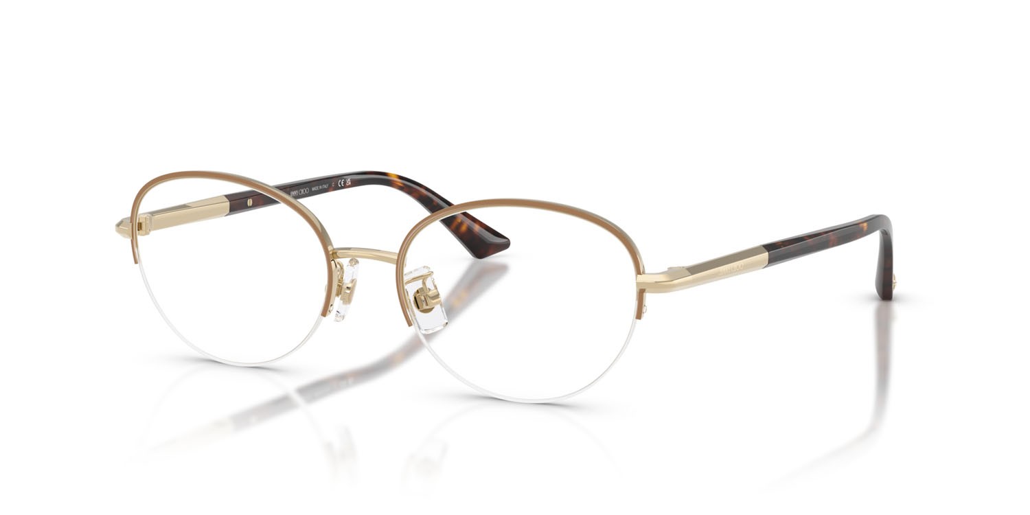 Eyeglasses Jimmy Choo JC 2014D (3019) color oro pallido/biscotto shape oval lenses lente demo