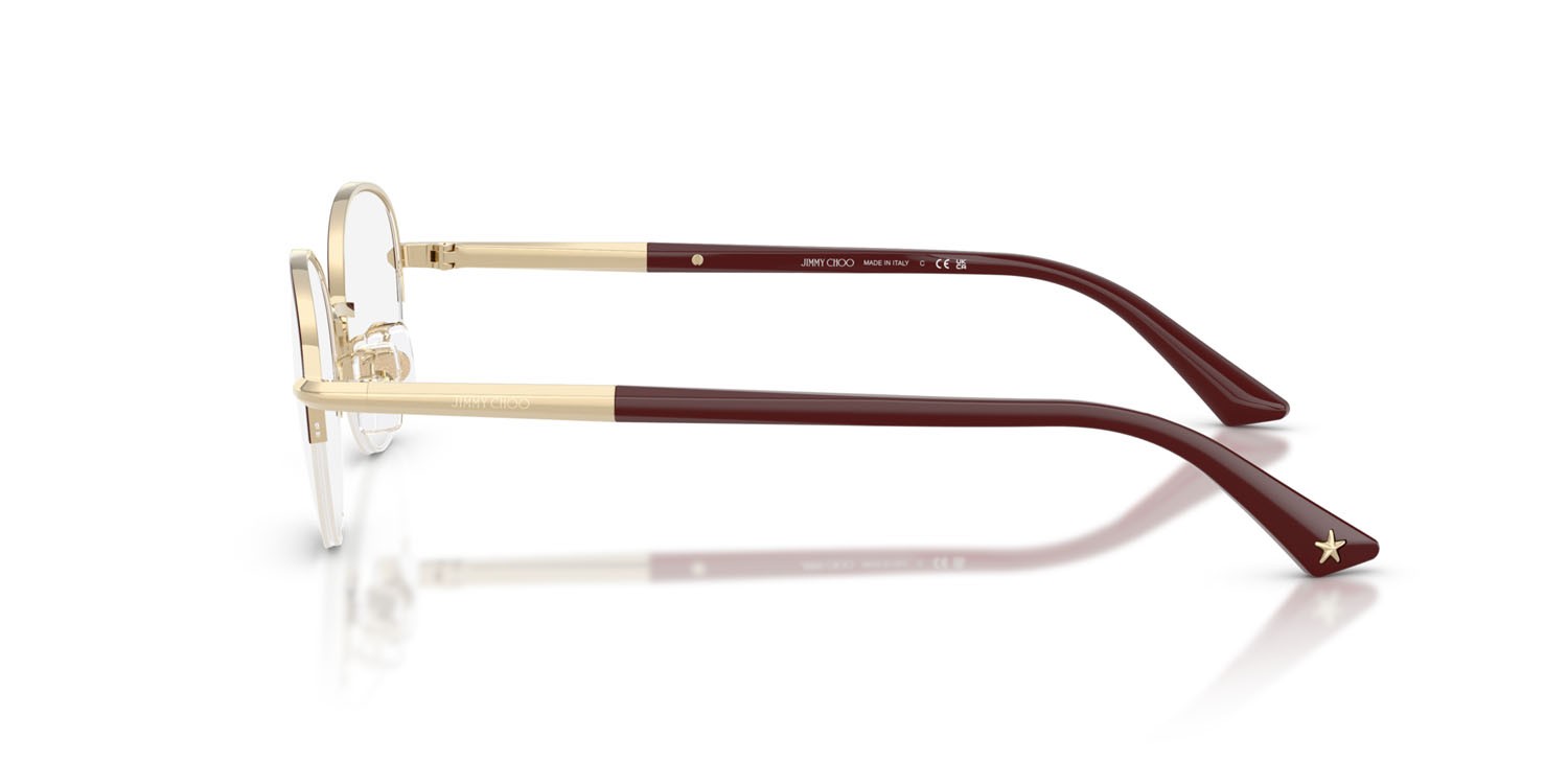 Eyeglasses Jimmy Choo JC 2014D (3025) color oro tenue/mirtillo rosso shape oval lenses lente demo
