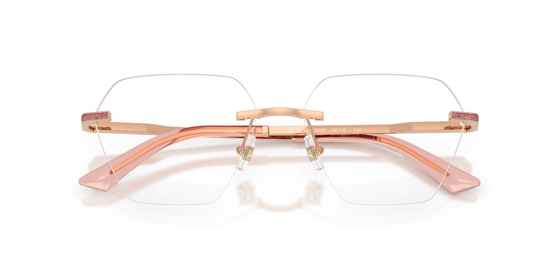 Eyeglasses Jimmy Choo JC 2016J (3008) color oro rose shape irregular lenses lente demo