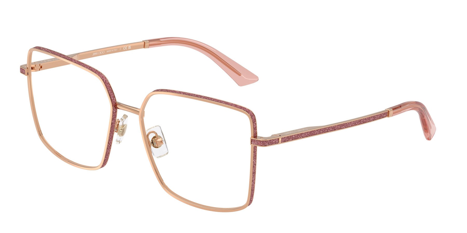 Eyeglasses Jimmy Choo JC 2017J (3008) color oro rose shape square lenses lente demo