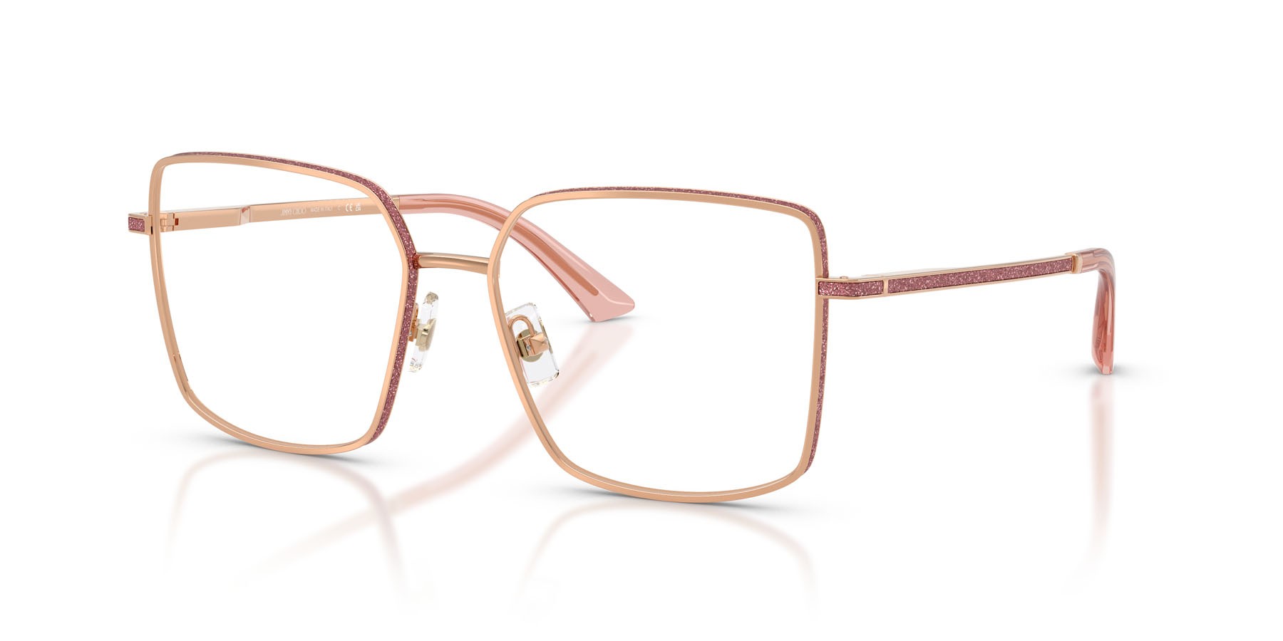 Eyeglasses Jimmy Choo JC 2017J (3008) color oro rose shape square lenses lente demo
