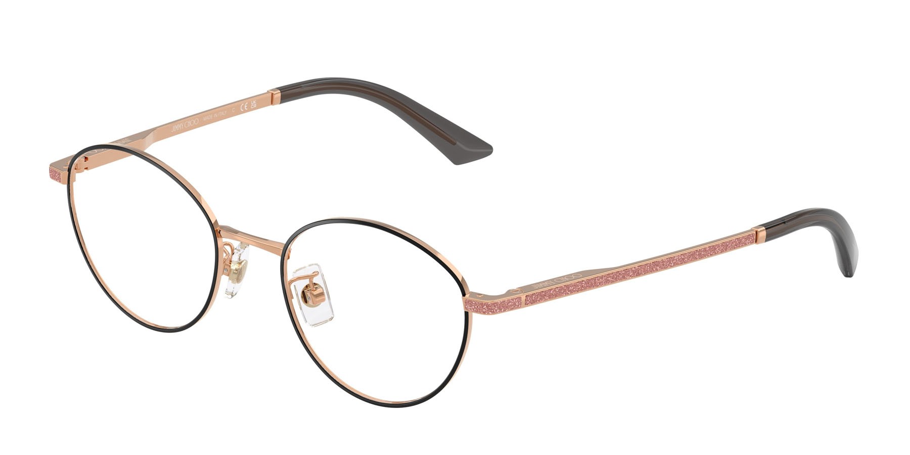 Eyeglasses Jimmy Choo JC 2018JD (3022) color oro rose/nero shape round lenses lente demo