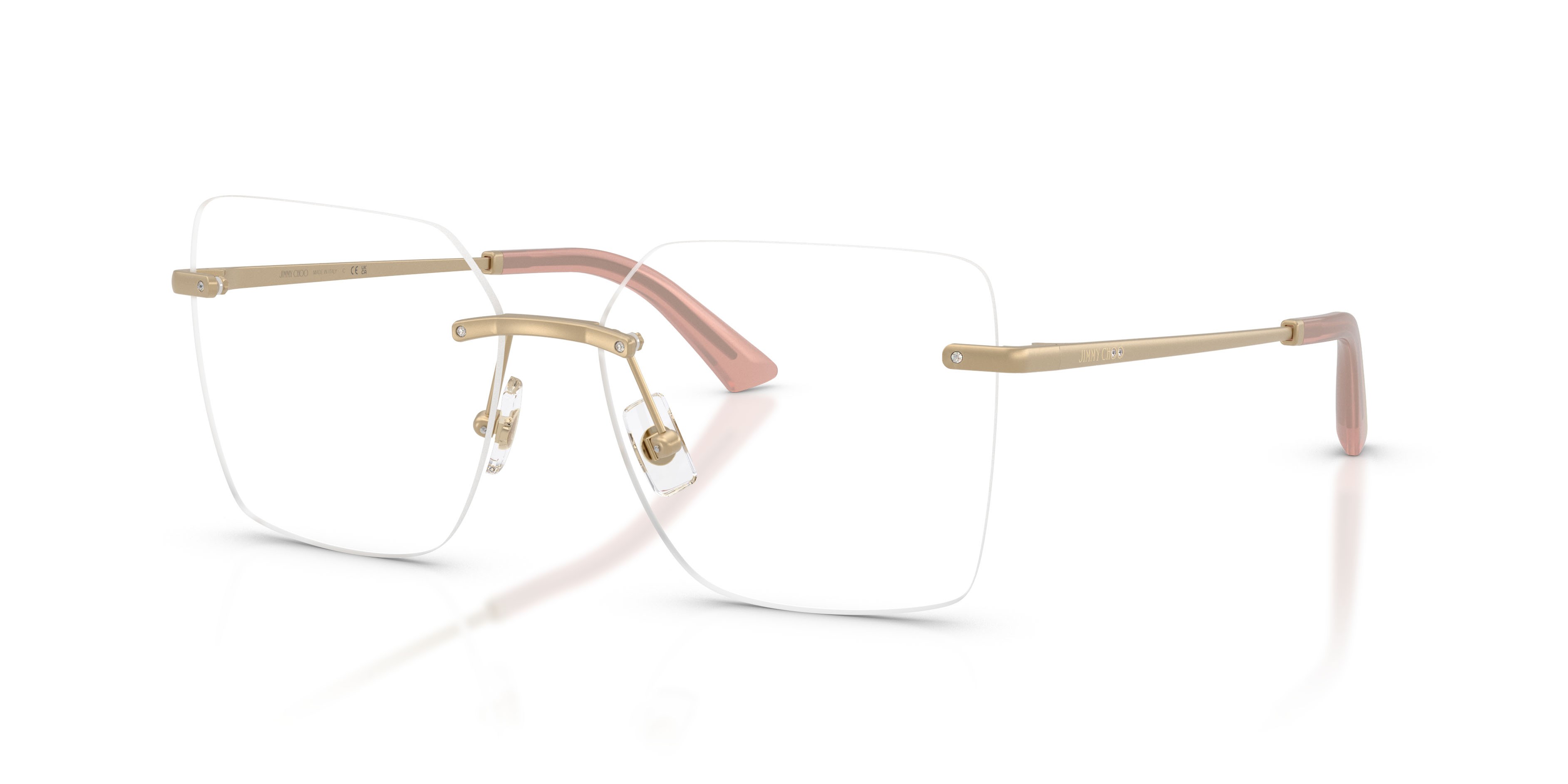 Eyeglasses Jimmy Choo JC 2020B (3028) color oro pallido opaco shape square lenses lente demo