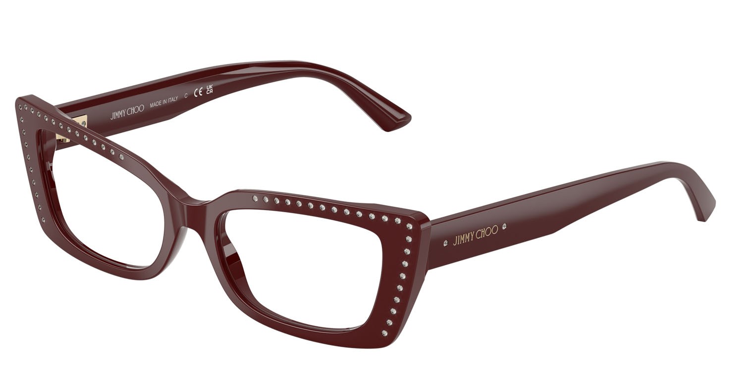 Eyeglasses Jimmy Choo JC 3018B (5057) color mirtillo rosso shape cat eye lenses lente demo