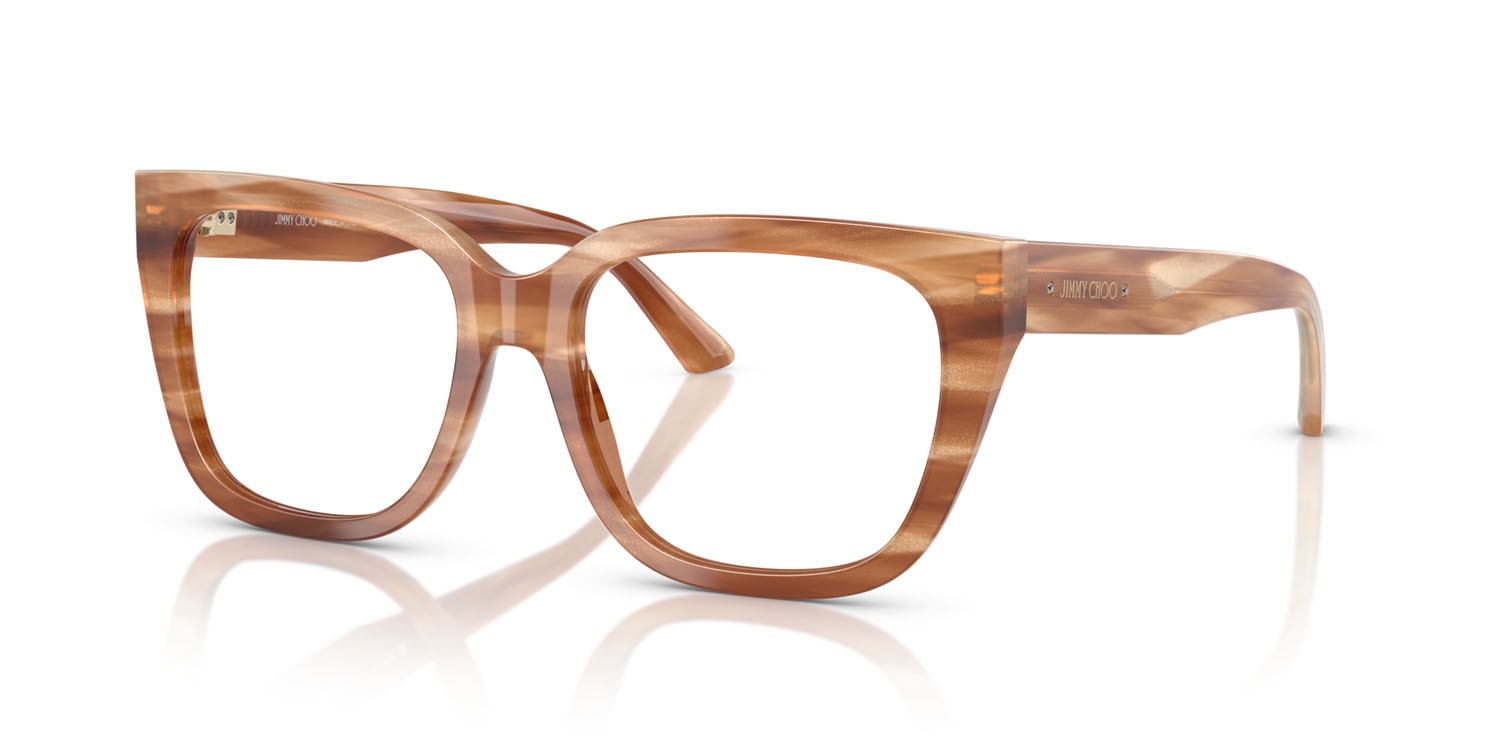 Eyeglasses Jimmy Choo JC 3019B (5055) color havana a righe marrone con glitter shape square lenses lente demo
