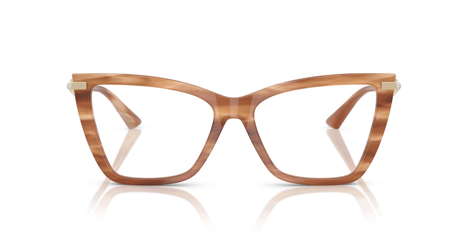 Eyeglasses Jimmy Choo JC 3020B (5055) color havana a righe marrone con glitter shape cat eye lenses lente demo