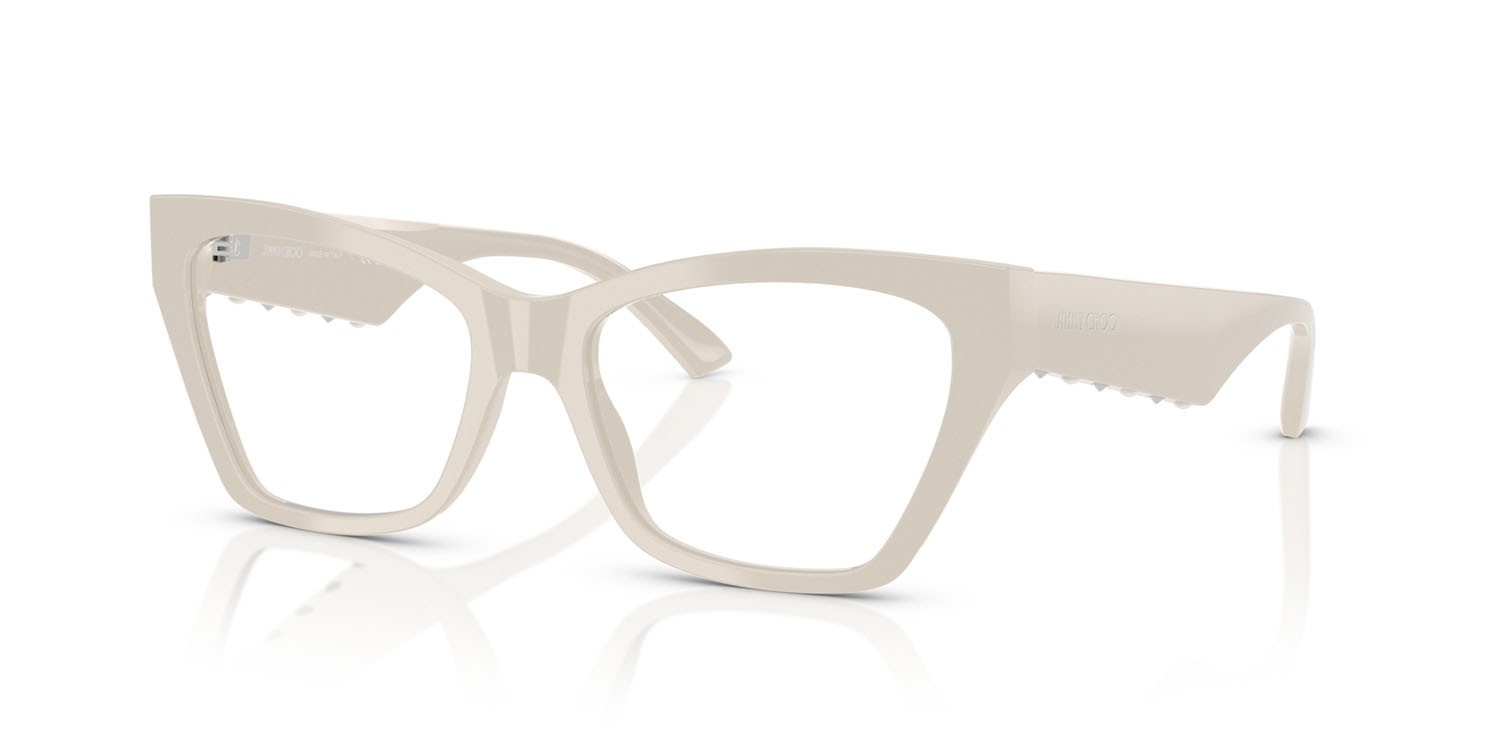 Occhiali da vista Jimmy Choo JC 3021H (5008) colore bianco latte forma cat eye lenti lente demo