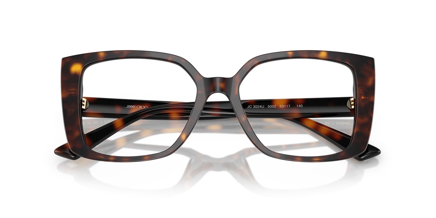 Eyeglasses Jimmy Choo JC 3024U (5002) color havana shape butterfly lenses lente demo