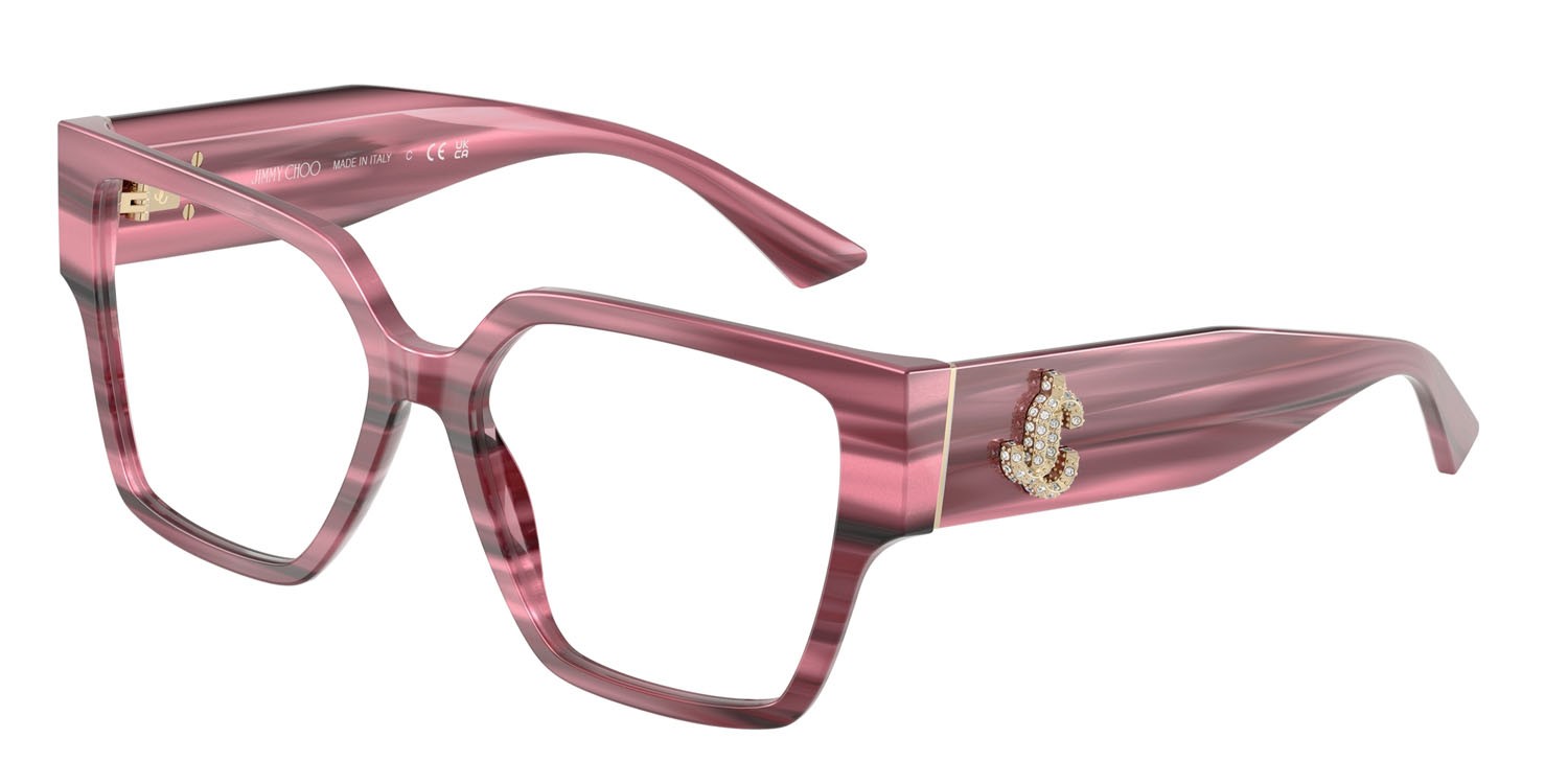 Eyeglasses Jimmy Choo JC 3032B (5064) color mirtillo rosso a righe shape square lenses lente demo