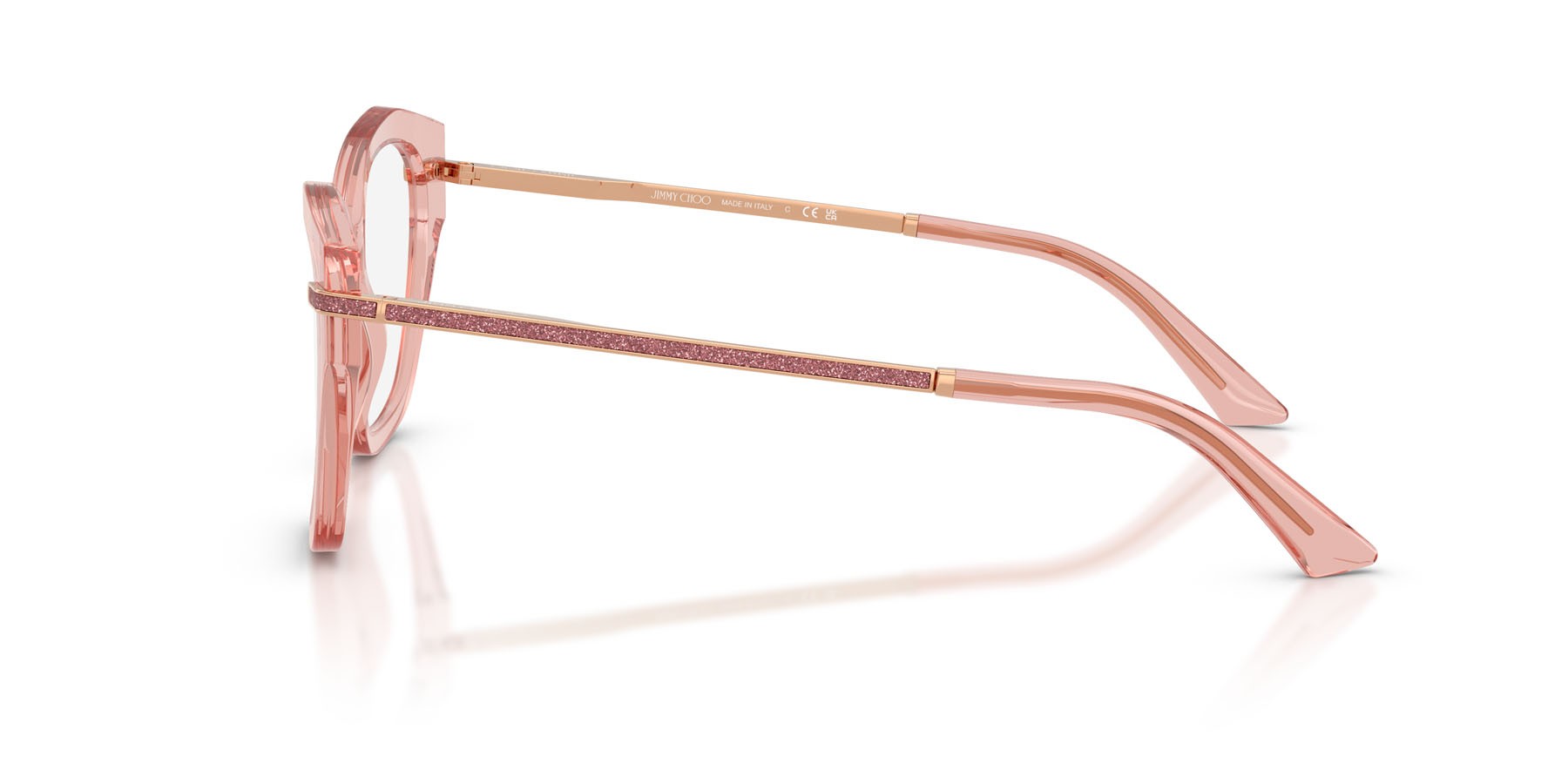 Eyeglasses Jimmy Choo JC 3043J (5079) color rosa trasparente shape cat eye lenses lente demo