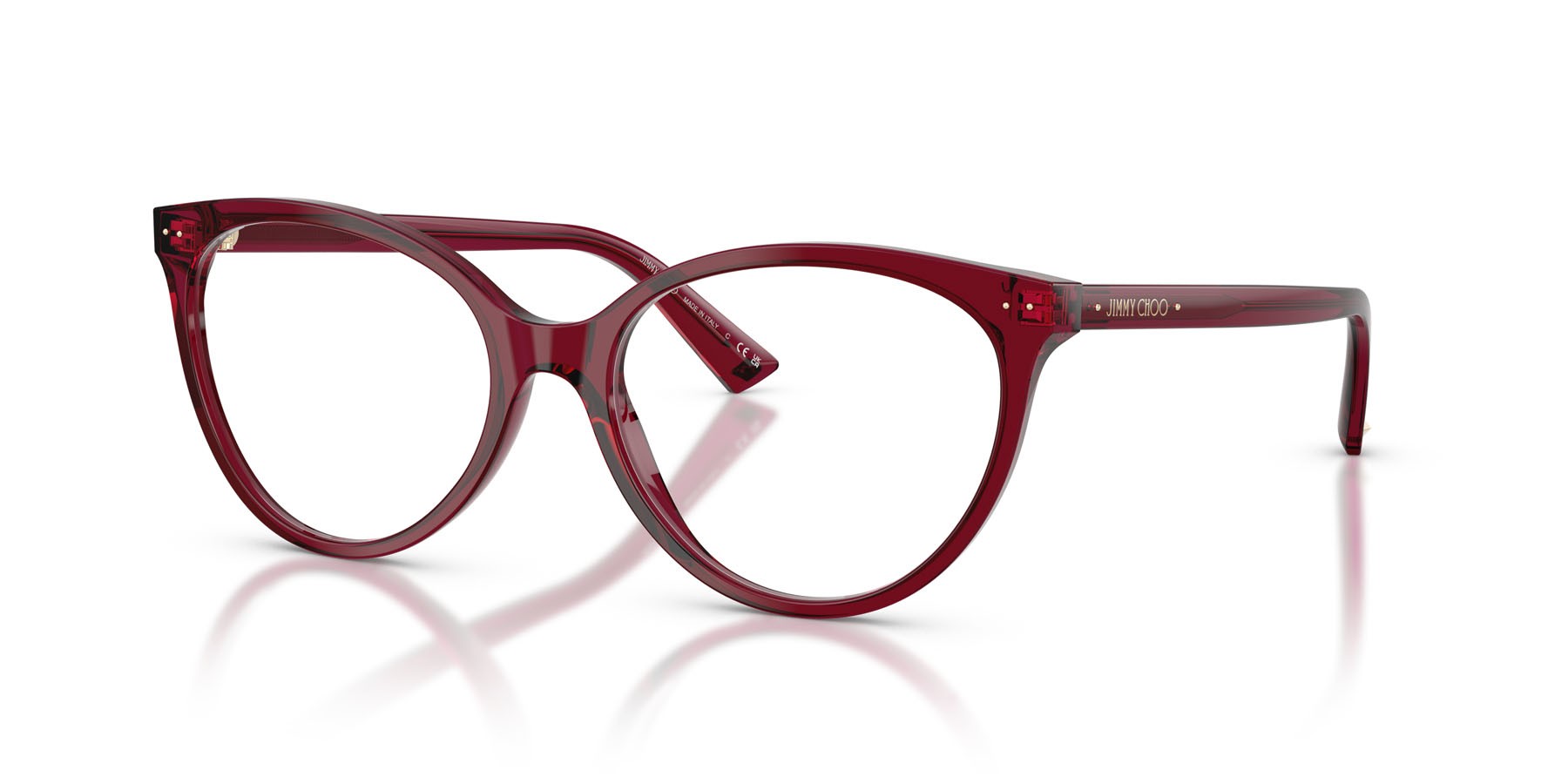 Eyeglasses Jimmy Choo JC 3047 (5062) color rosso cranberry trasparente shape pantos lenses lente demo