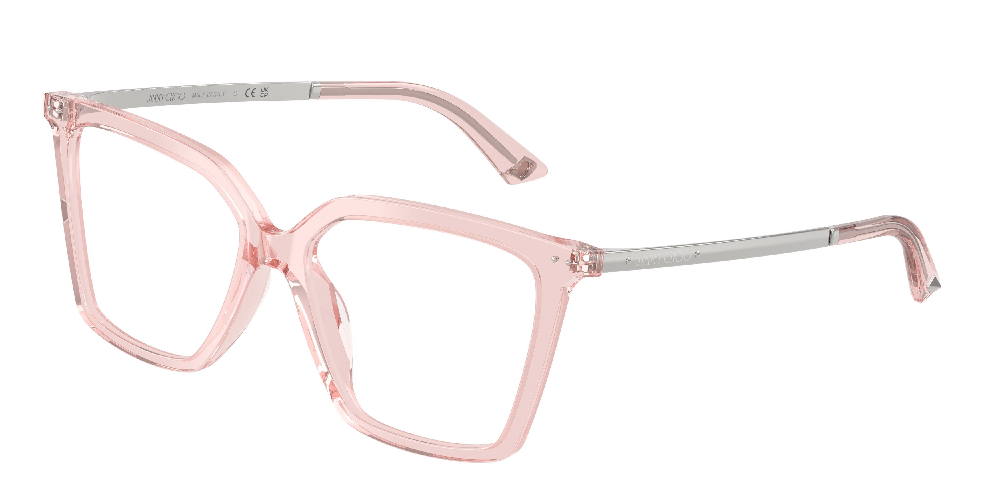 Eyeglasses Jimmy Choo JC 3054U (5034) color rosa trasparente shape cat eye lenses lente demo