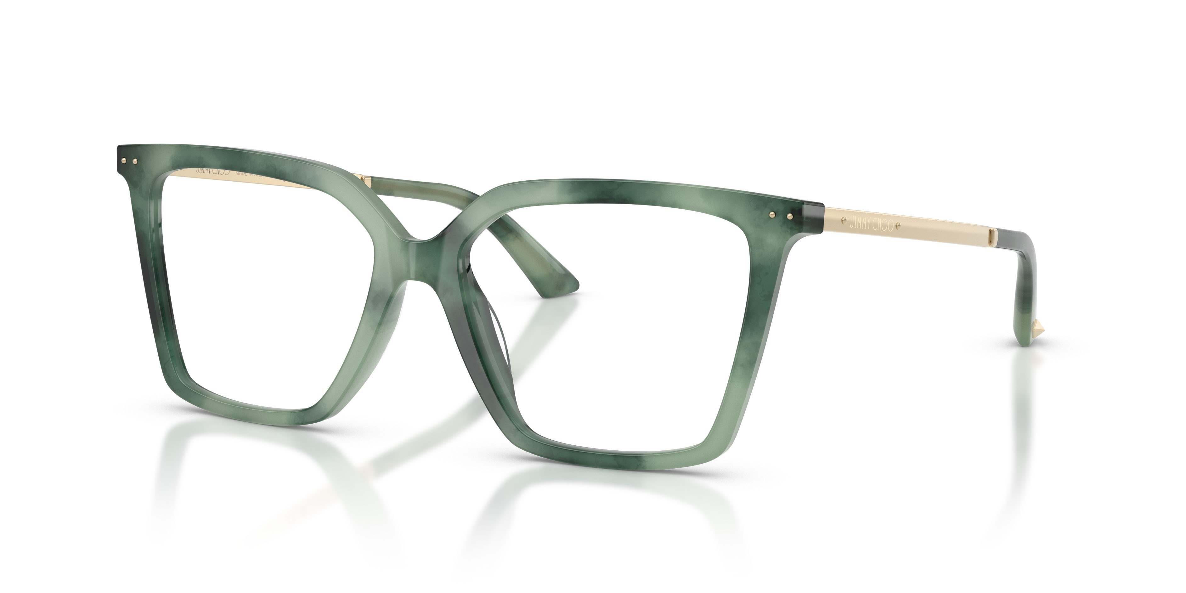 Eyeglasses Jimmy Choo JC 3054U (5099) color havana verde shape cat eye lenses lente demo