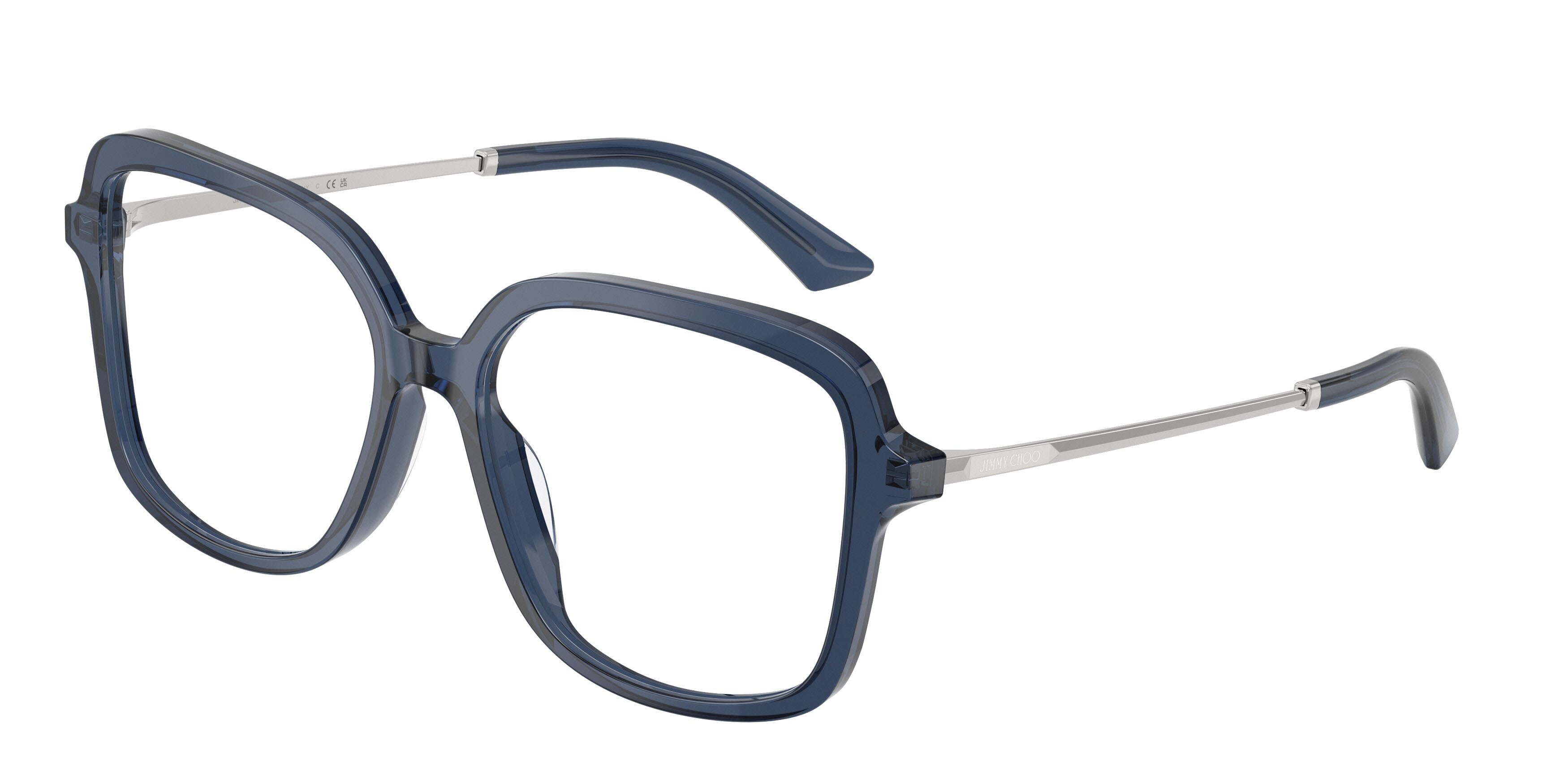 Occhiali da vista Jimmy Choo JC 3061U (5035) colore blu navy trasparente forma quadrato lenti lente demo