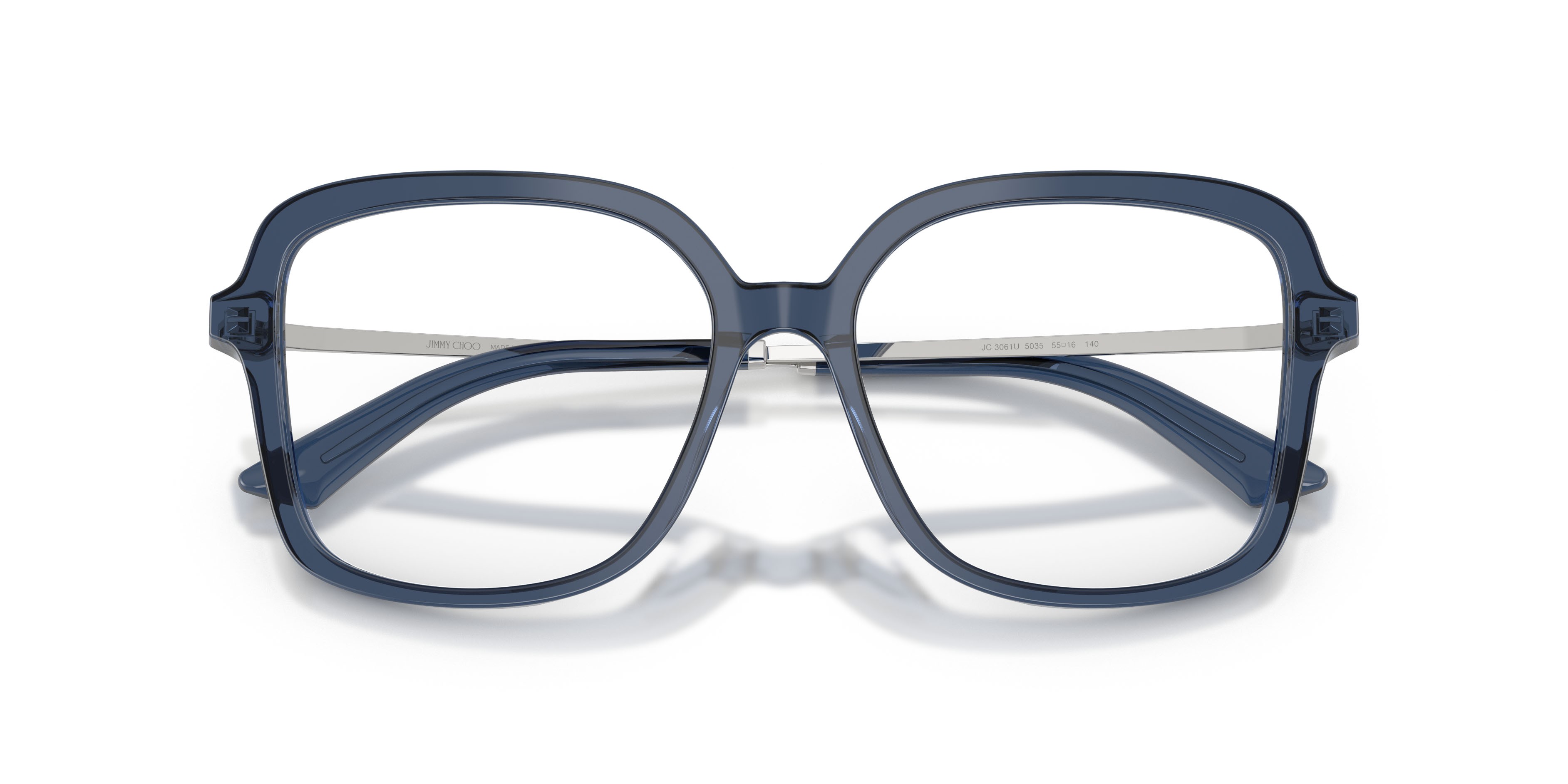 Occhiali da vista Jimmy Choo JC 3061U (5035) colore blu navy trasparente forma quadrato lenti lente demo