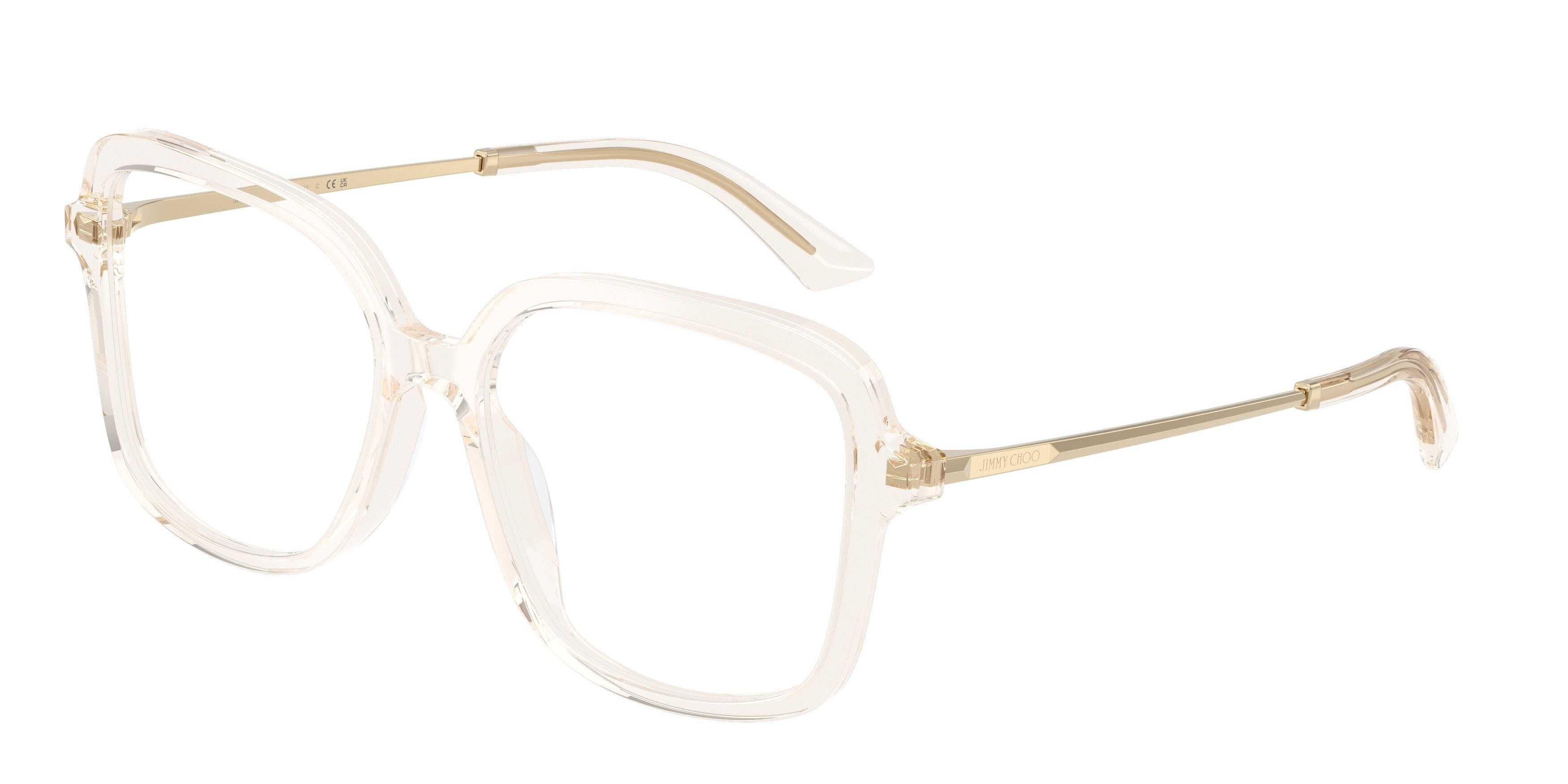 Occhiali da vista Jimmy Choo JC 3061U (5107) colore beige trasparente forma quadrato lenti lente demo