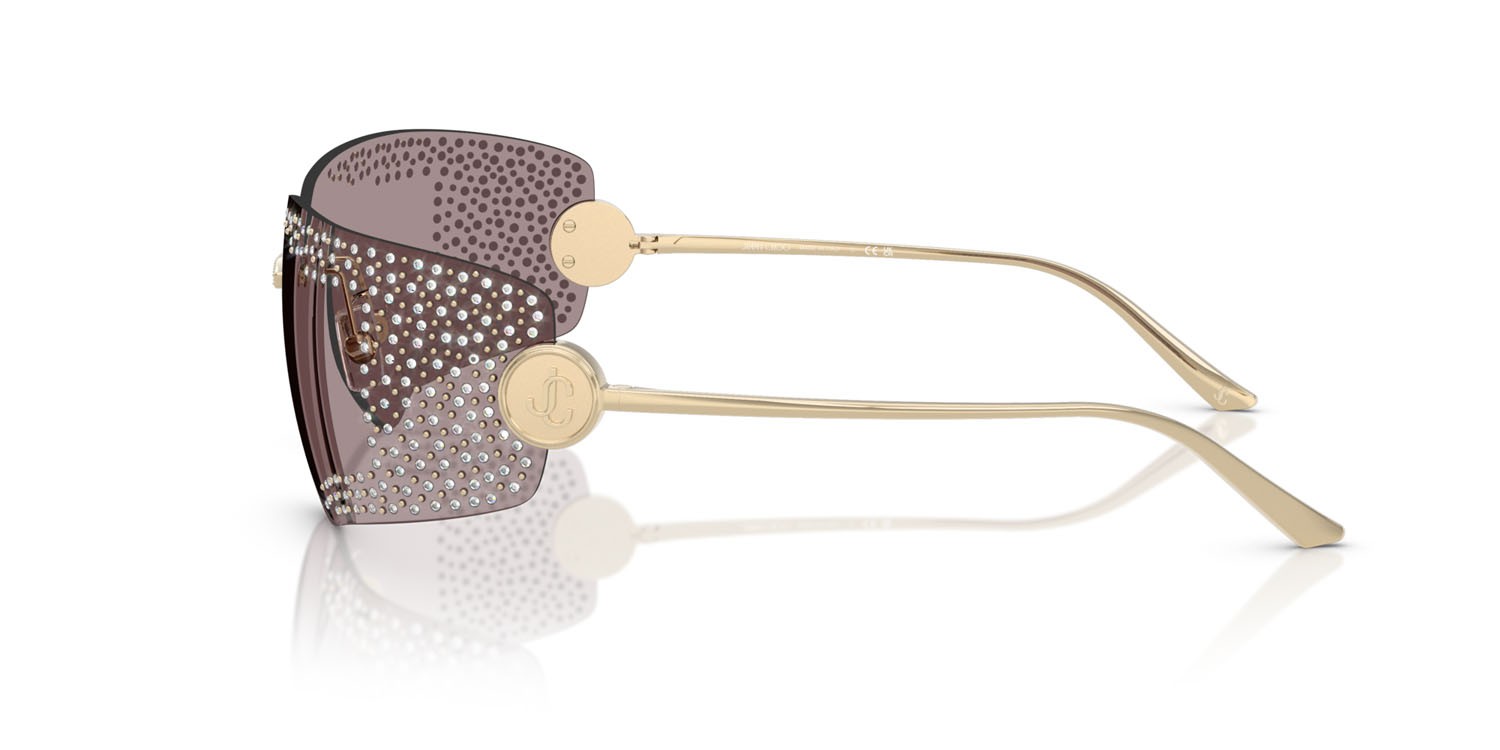 Occhiali da sole Jimmy Choo JC 4009B (30067N) colore oro pallido forma quadrato lenti viola chiaro/marrone