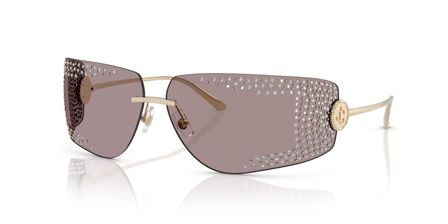 Occhiali da sole Jimmy Choo JC 4009B (30067N) colore oro pallido forma quadrato lenti viola chiaro/marrone
