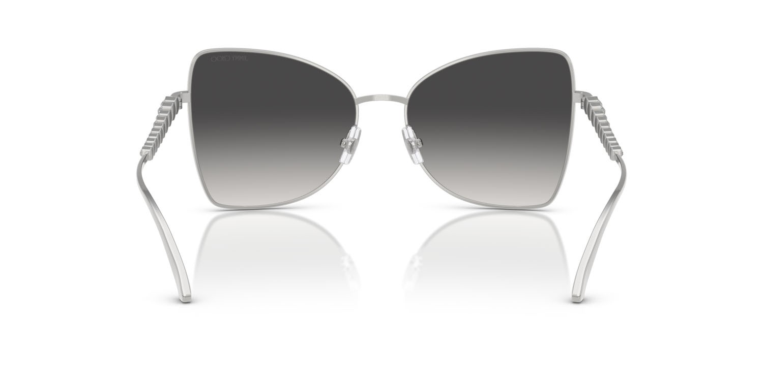 Occhiali da sole Jimmy Choo JC 4010B (30028G) colore argento forma farfalla lenti grigio sfumato