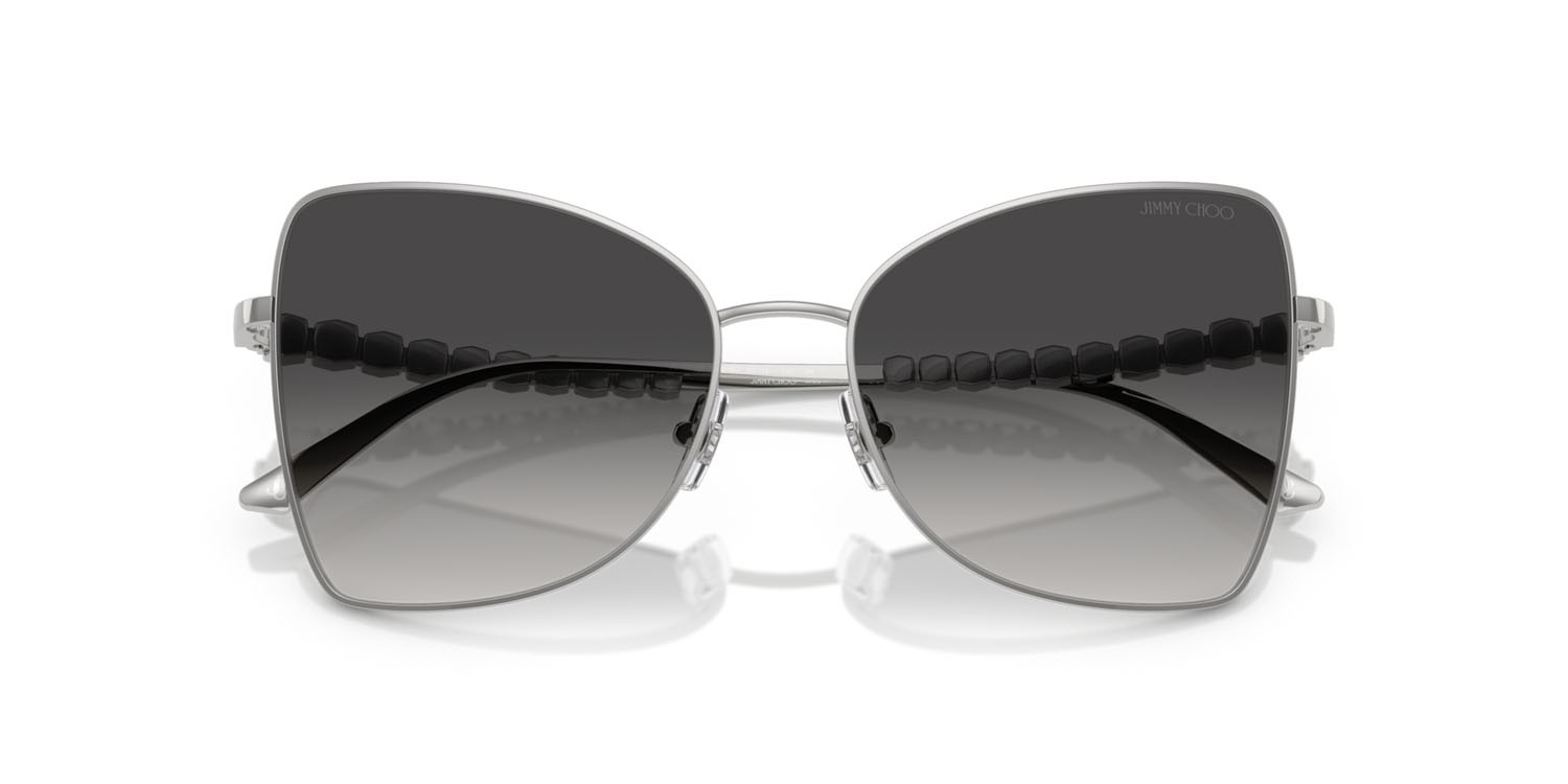Occhiali da sole Jimmy Choo JC 4010B (30028G) colore argento forma farfalla lenti grigio sfumato