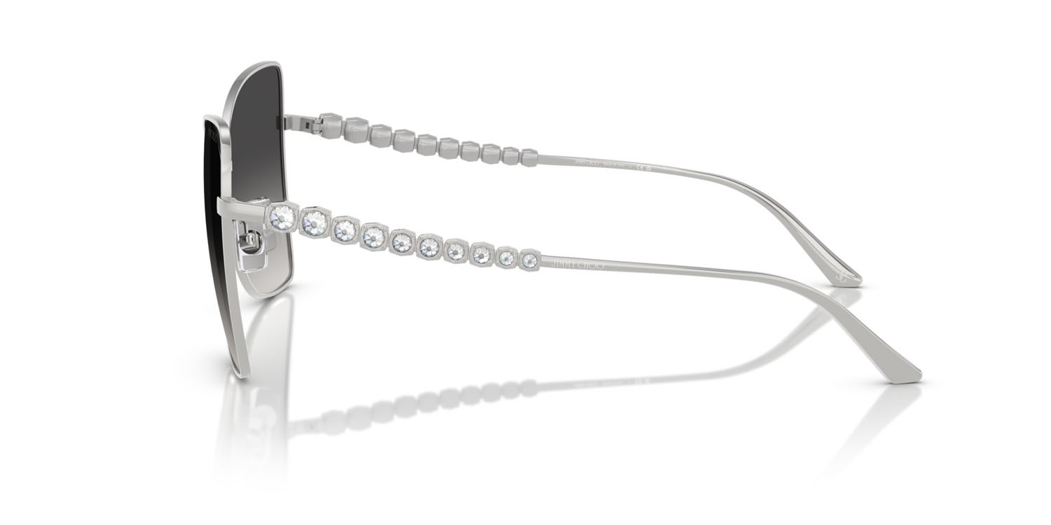 Occhiali da sole Jimmy Choo JC 4010B (30028G) colore argento forma farfalla lenti grigio sfumato