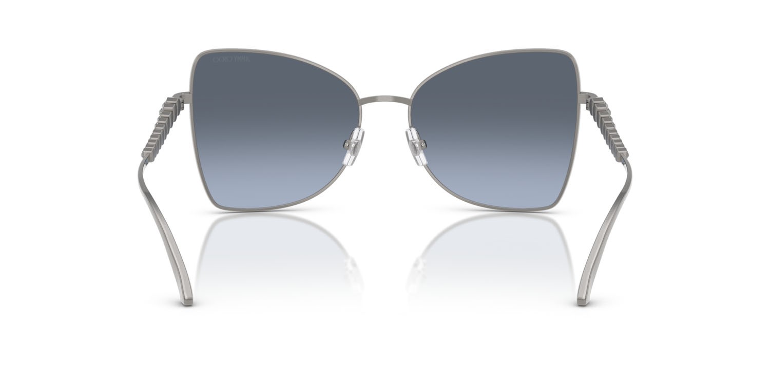 Occhiali da sole Jimmy Choo JC 4010B (30048F) colore gunmetal forma farfalla lenti blu sfumato