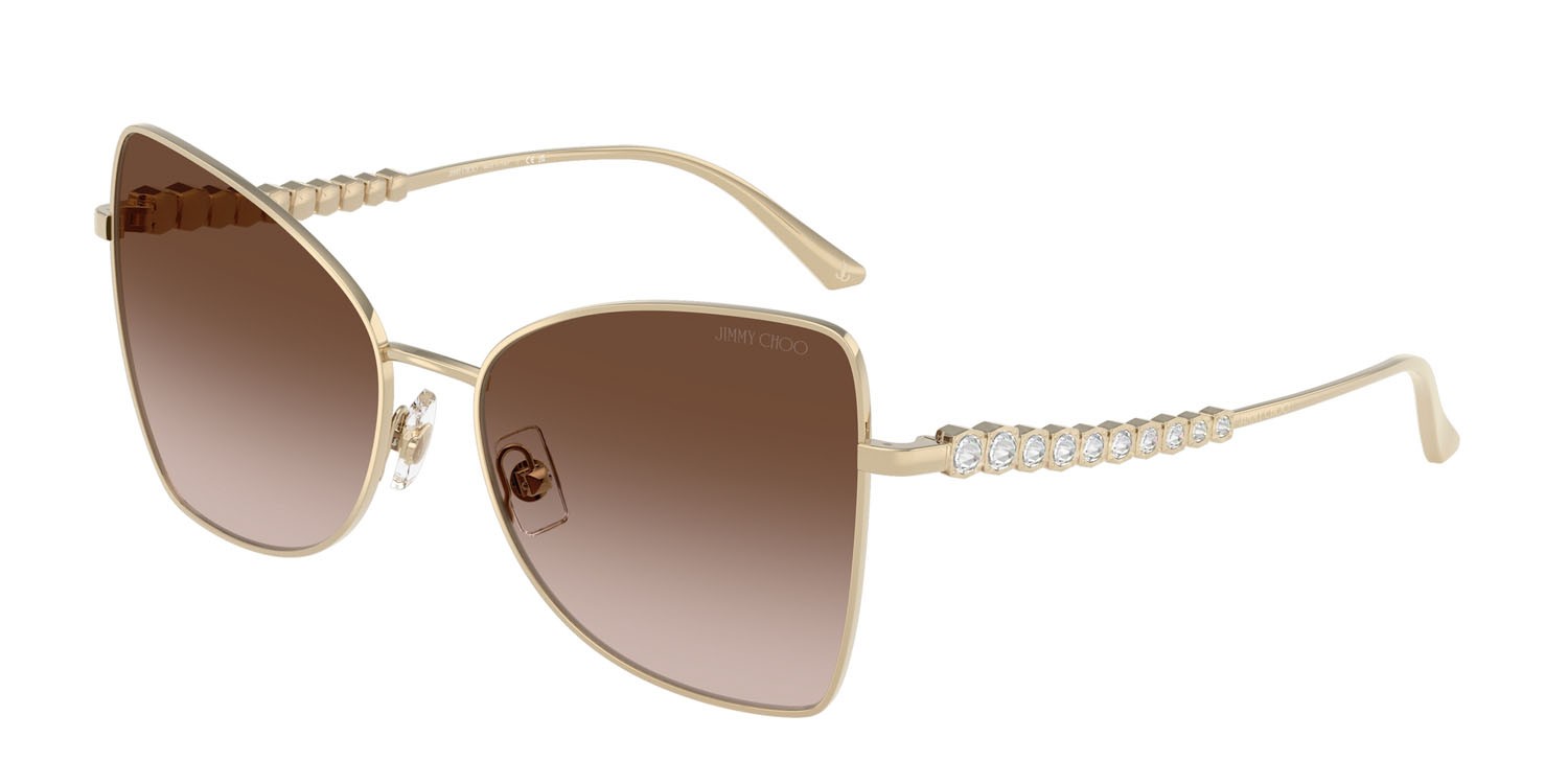 Occhiali da sole Jimmy Choo JC 4010B (300613) colore oro pallido forma farfalla lenti marrone sfumato