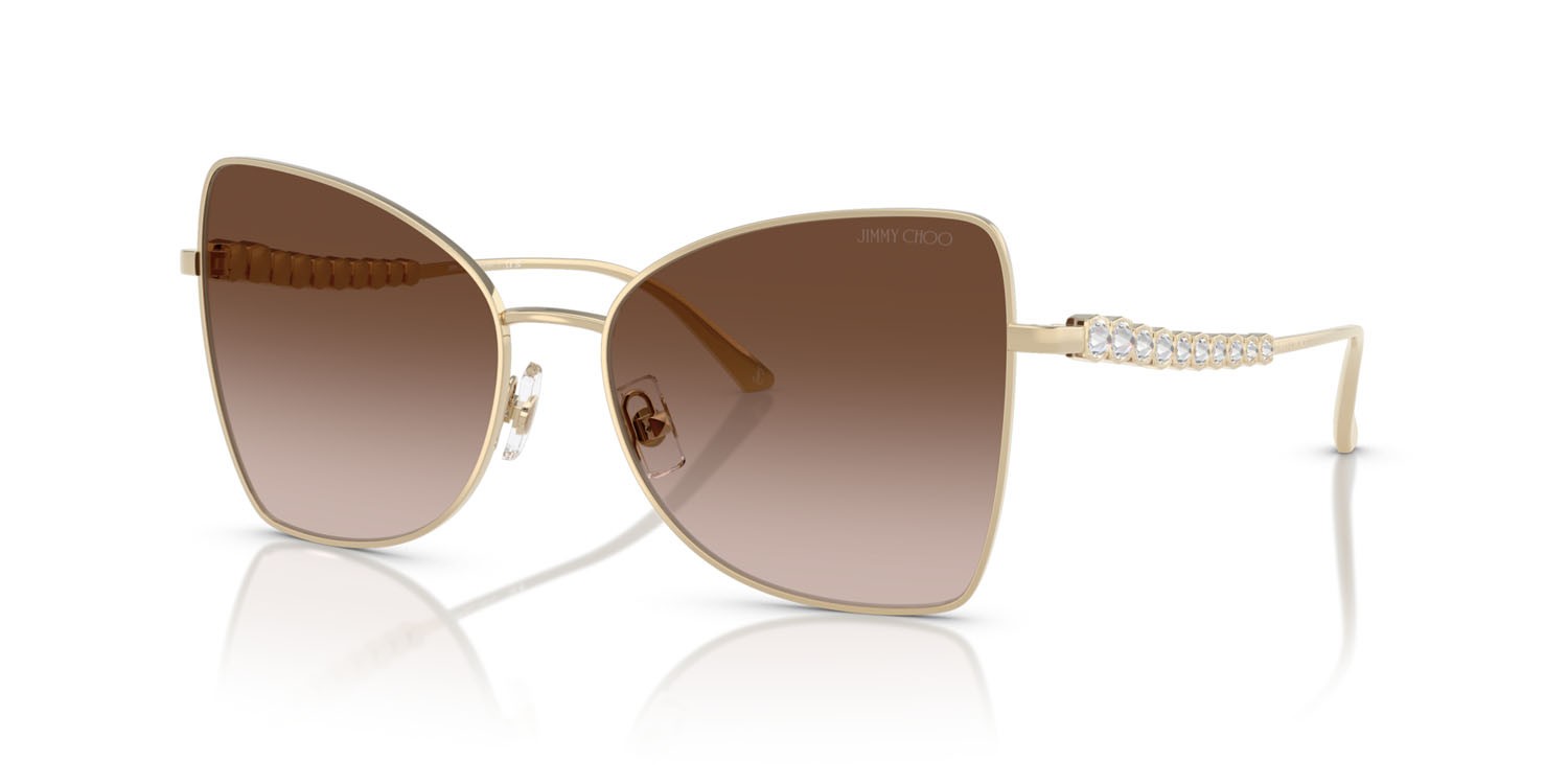 Occhiali da sole Jimmy Choo JC 4010B (300613) colore oro pallido forma farfalla lenti marrone sfumato