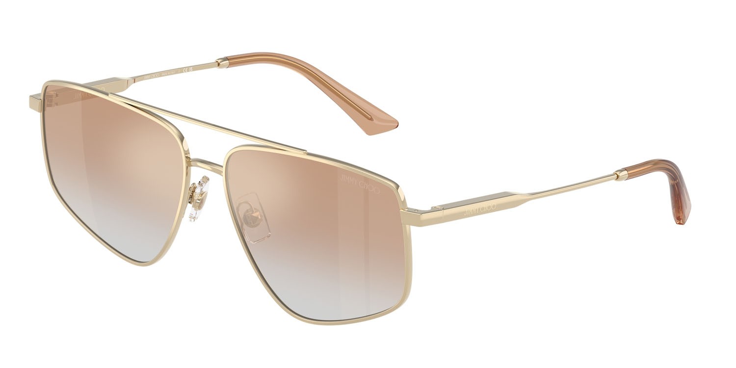 Sunglasses Jimmy Choo JC 4011 (30060G) color oro pallido shape aviator lenses clear gradient orange