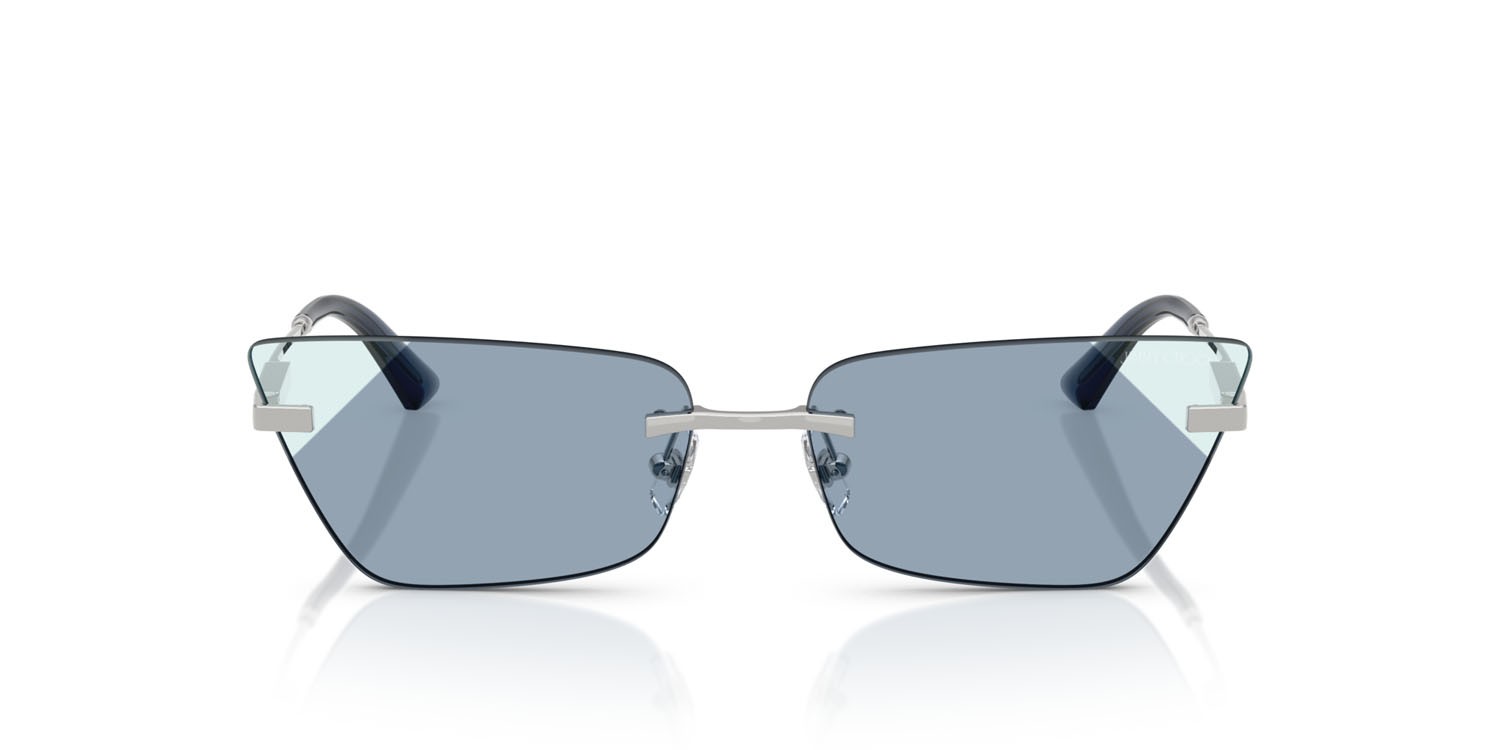 Occhiali da sole Jimmy Choo JC 4012 (30024S) colore argento forma cat eye lenti azzurro sfumato blu