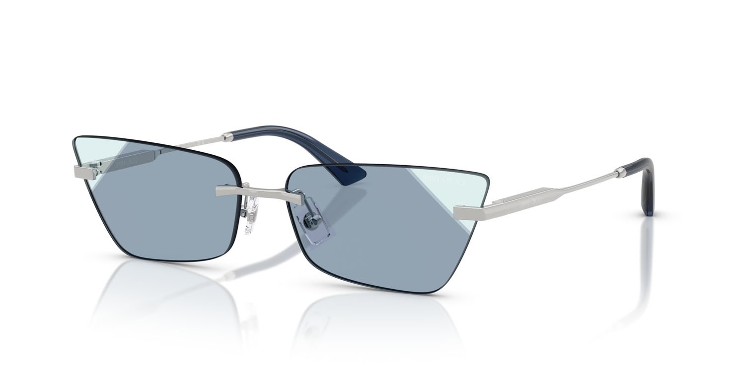 Occhiali da sole Jimmy Choo JC 4012 (30024S) colore argento forma cat eye lenti azzurro sfumato blu